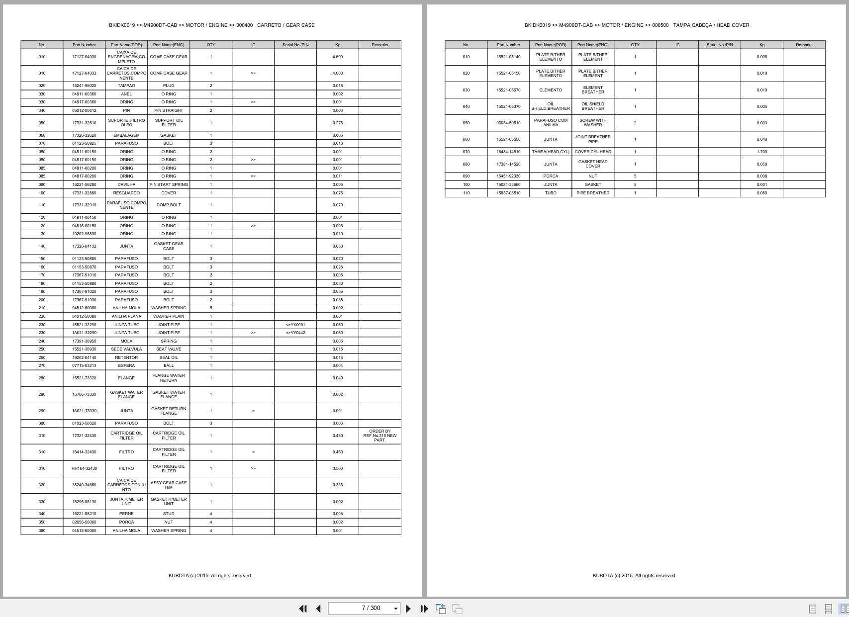 Kubota Tractor M4900DT CAB Spare Parts Catalog EN PT (3)
