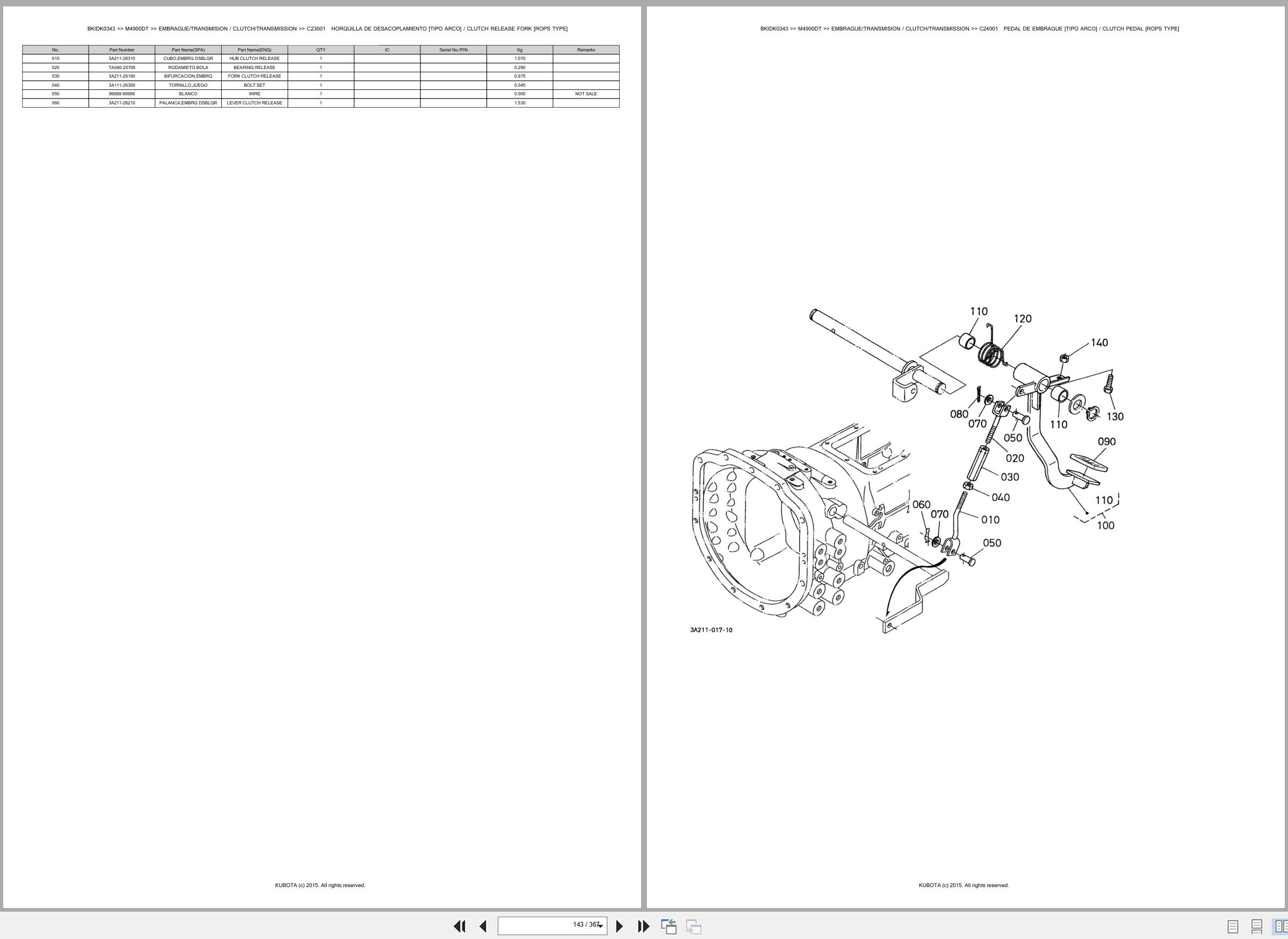 Kubota Tractor M4900DT Spare Parts Catalog EN ES (2)
