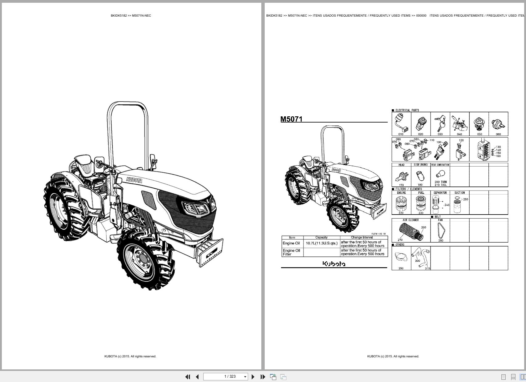 Kubota Tractor M5071N NEC Spare Parts Catalog EN PT (1)