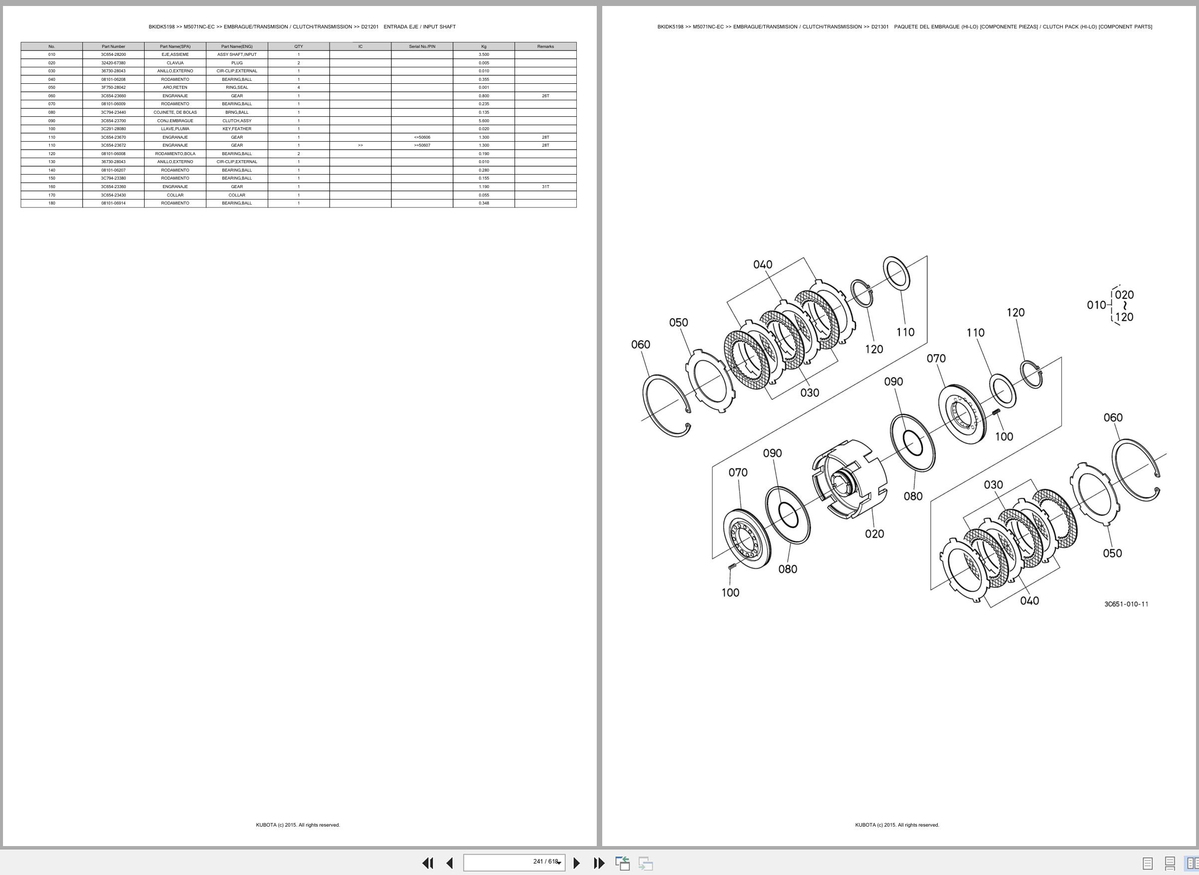 Kubota Tractor M5071NC EC Spare Parts Catalog EN ES (2)