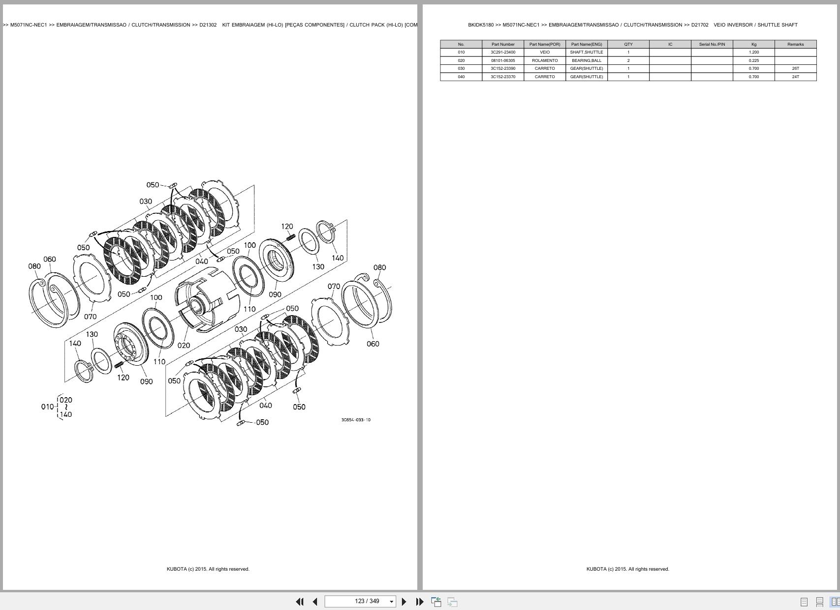 Kubota Tractor M5071NC NEC1 Spare Parts Catalog EN PT (2)