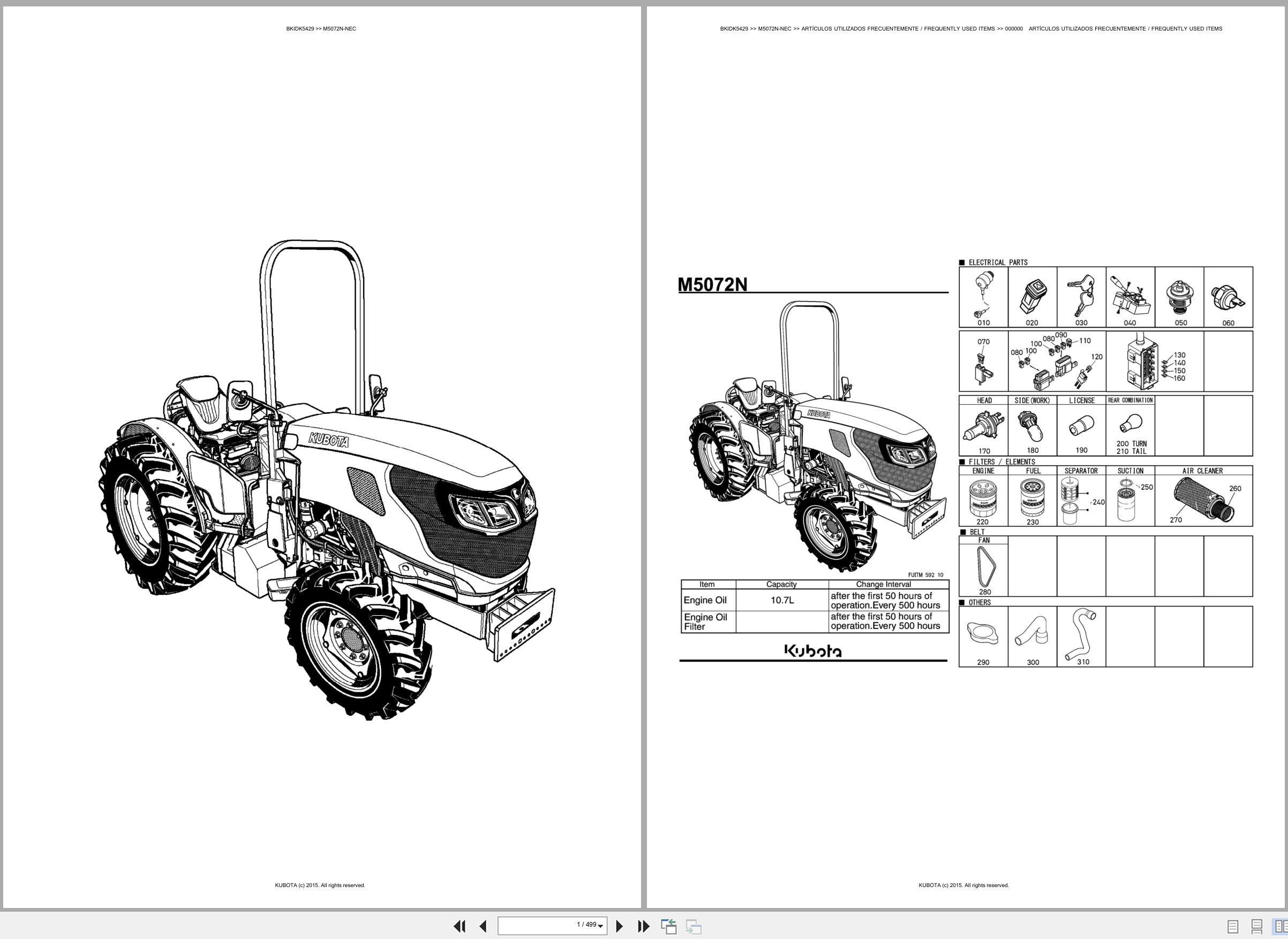 Kubota Tractor M5072N NEC Spare Parts Catalog EN ES (1)