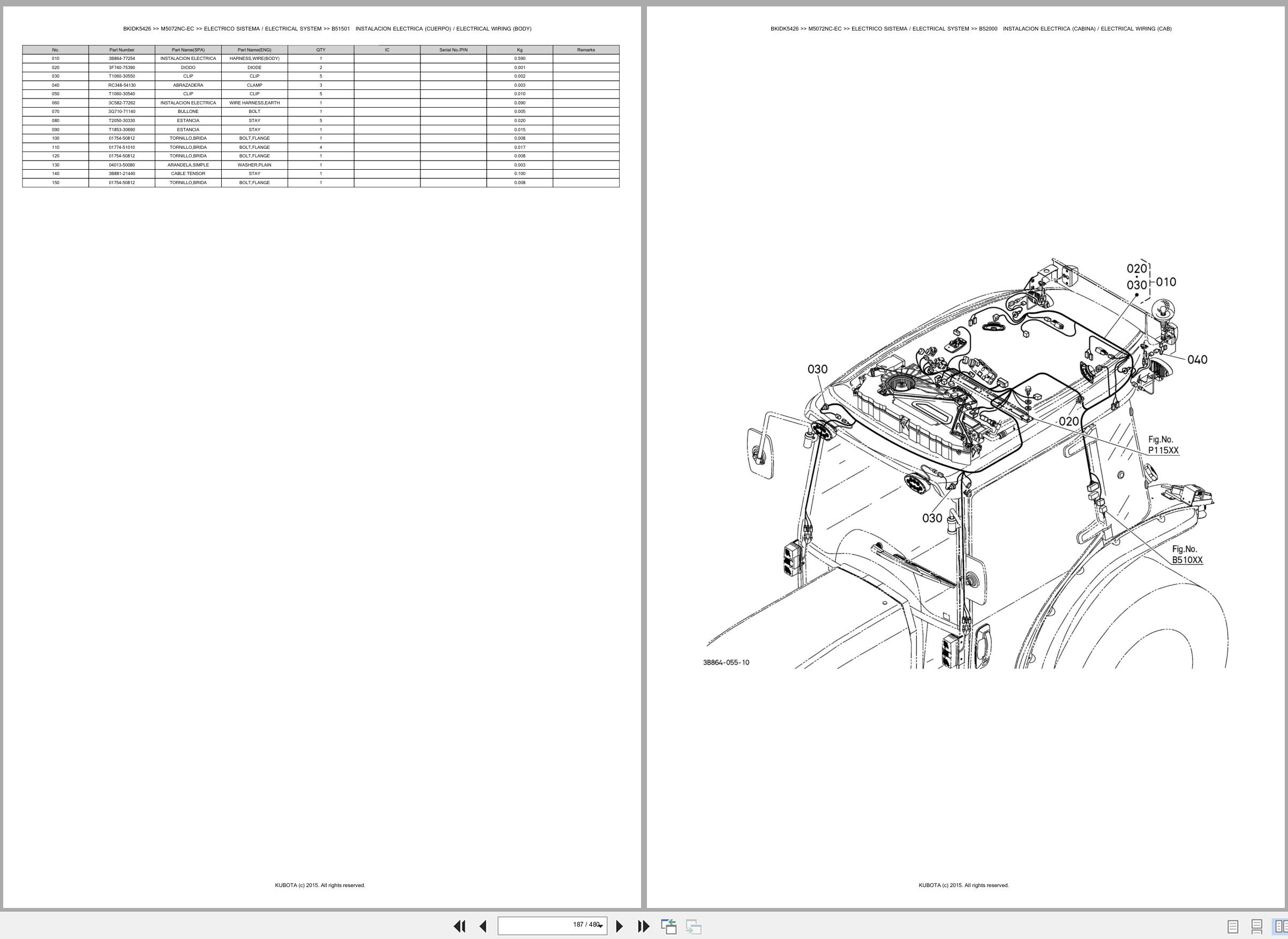 Kubota Tractor M5072NC EC Spare Parts Catalog EN ES (2)