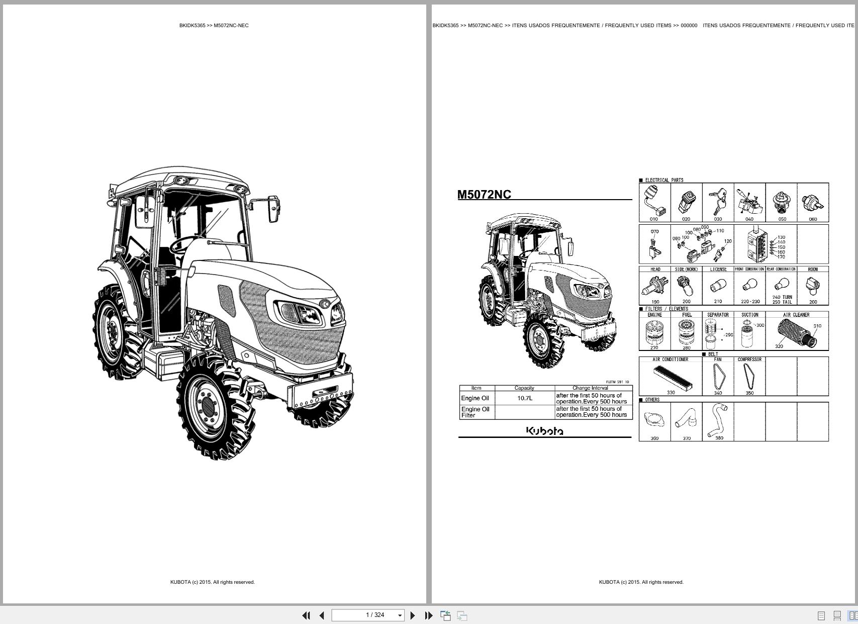 Kubota Tractor M5072NC NEC Spare Parts Catalog EN PT (1)