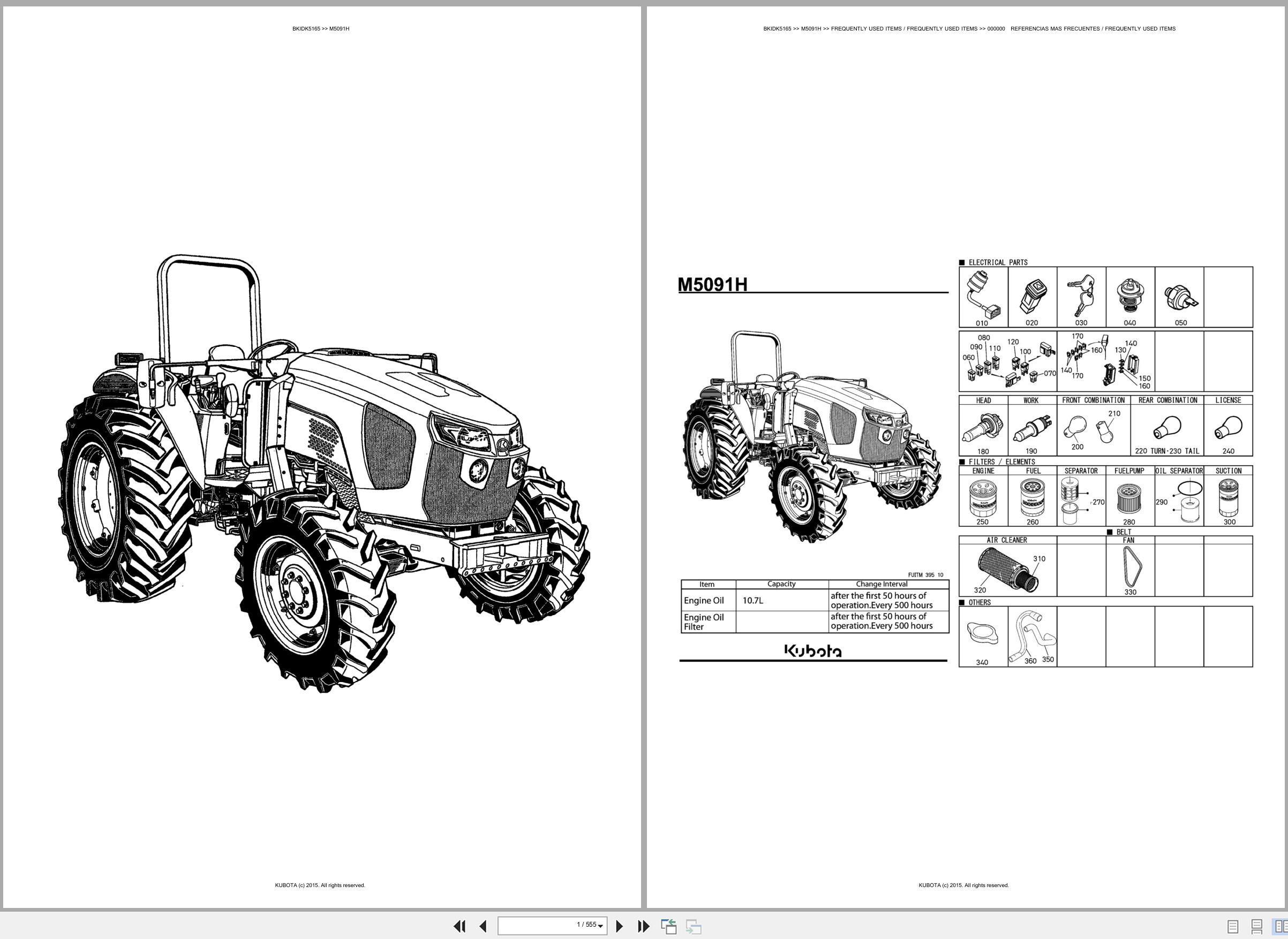 Kubota Tractor M5091H Spare Parts Catalog EN ES (1)