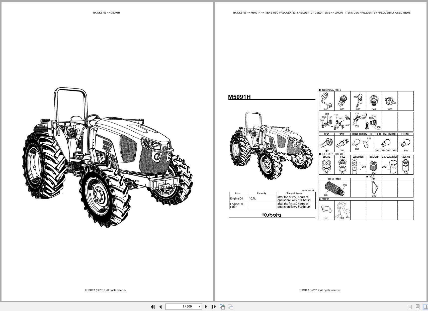Kubota Tractor M5091H Spare Parts Catalog EN PT (1)