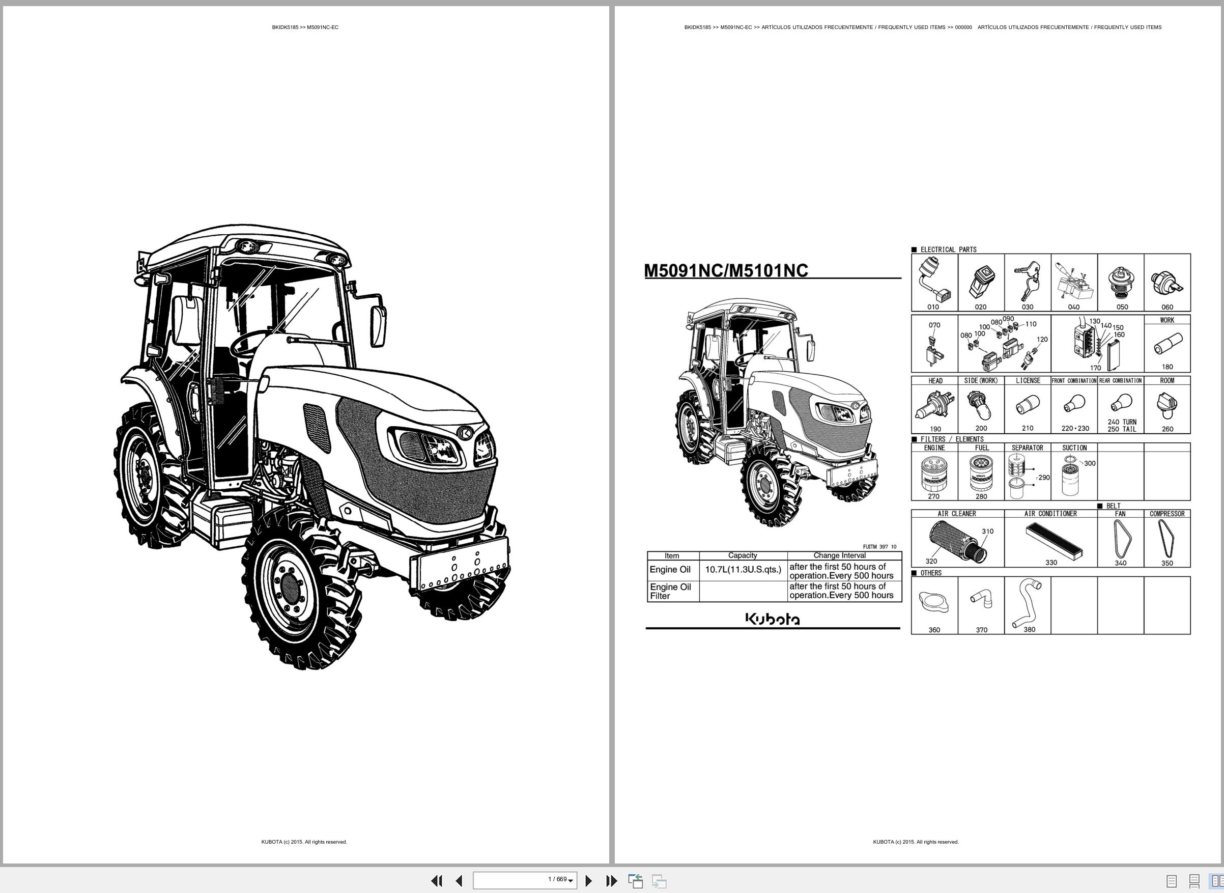 Kubota Tractor M5091NC EC Spare Parts Catalog EN ES (1)