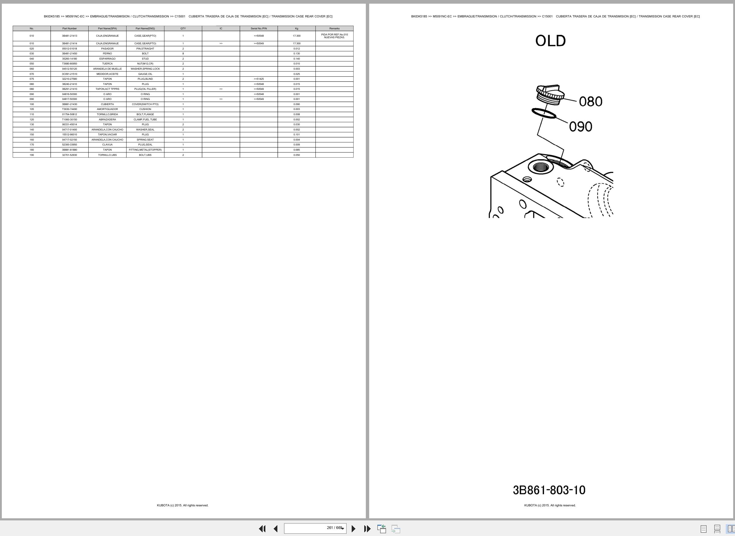 Kubota Tractor M5091NC EC Spare Parts Catalog EN ES (2)