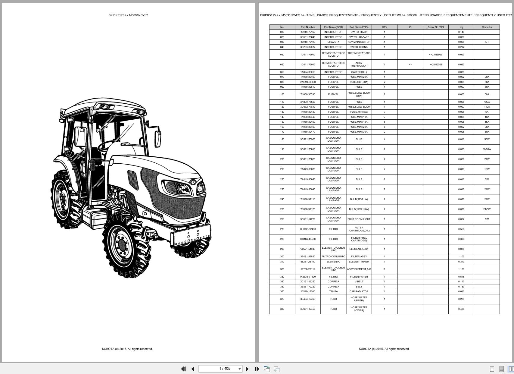 Kubota Tractor M5091NC EC Spare Parts Catalog EN PT (1)