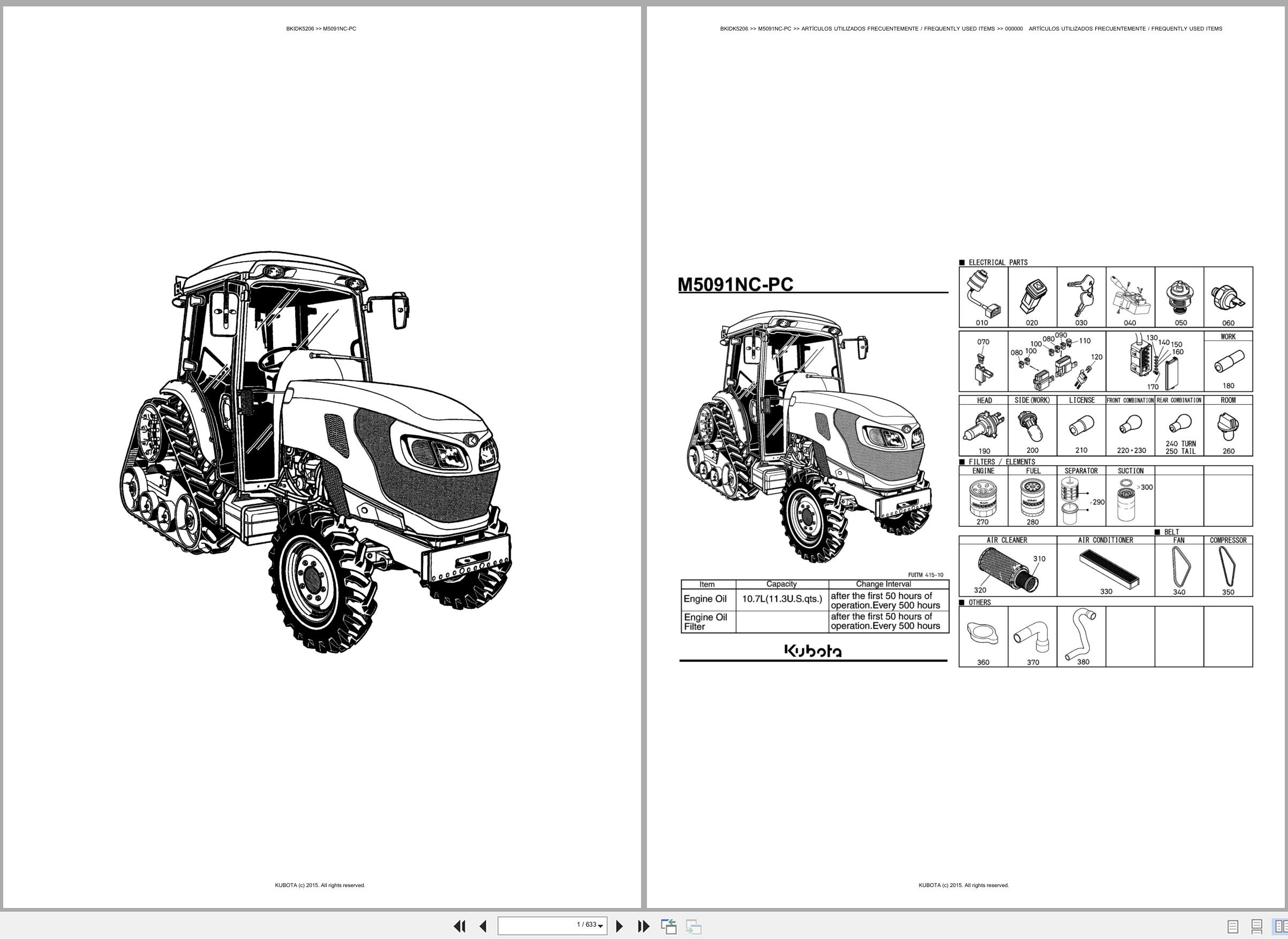 Kubota Tractor M5091NC PC Spare Parts Catalog EN ES (1)