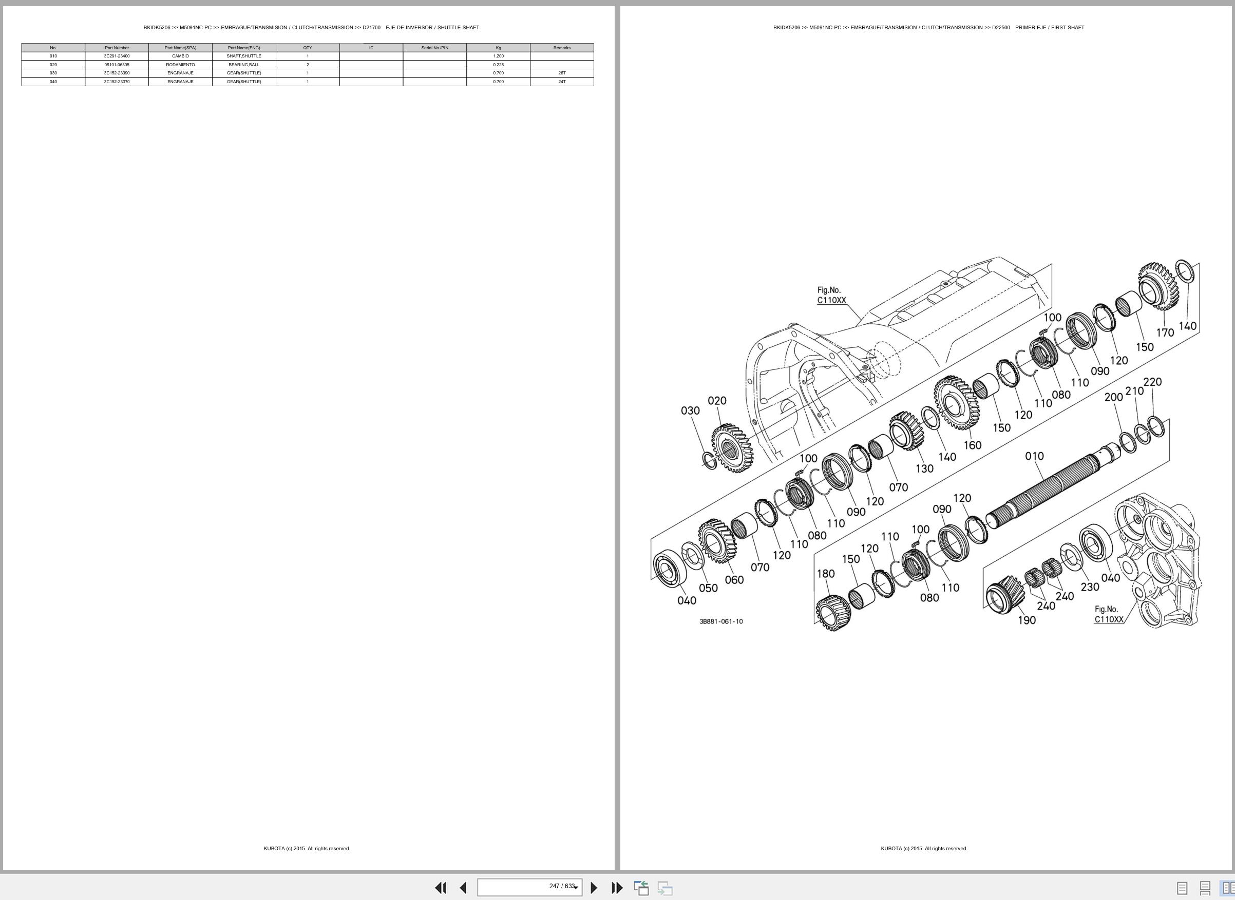 Kubota Tractor M5091NC PC Spare Parts Catalog EN ES (2)