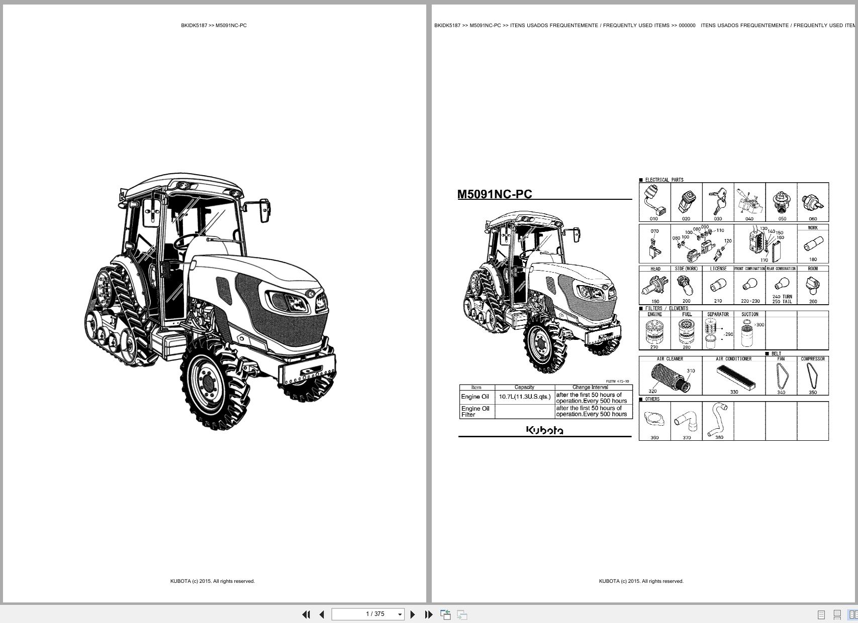 Kubota Tractor M5091NC PC Spare Parts Catalog EN PT (1)