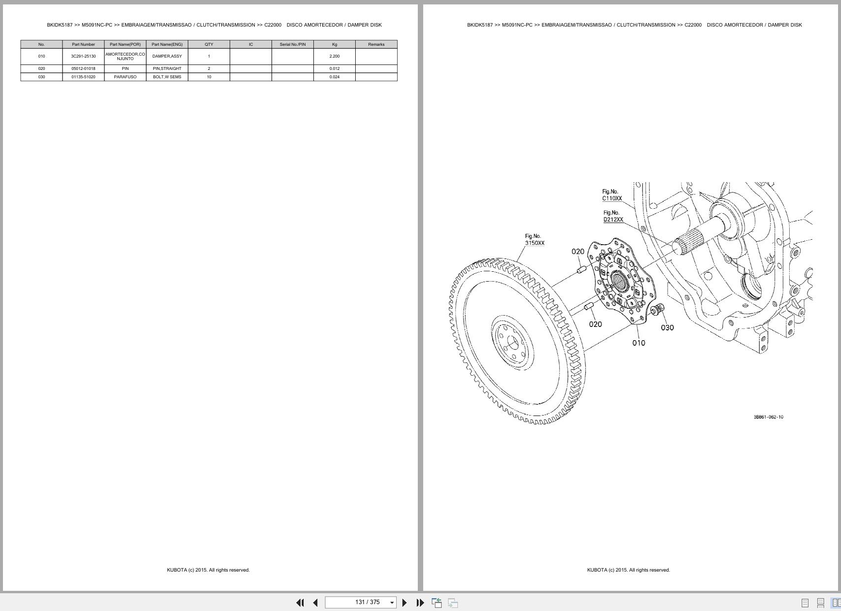 Kubota Tractor M5091NC PC Spare Parts Catalog EN PT (2)