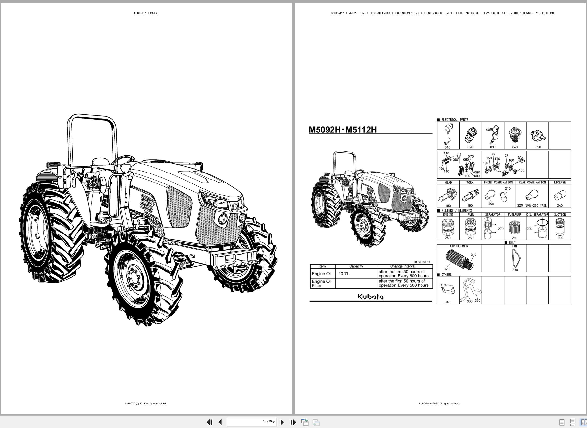 Kubota Tractor M5092H Spare Parts Catalog EN ES (1)