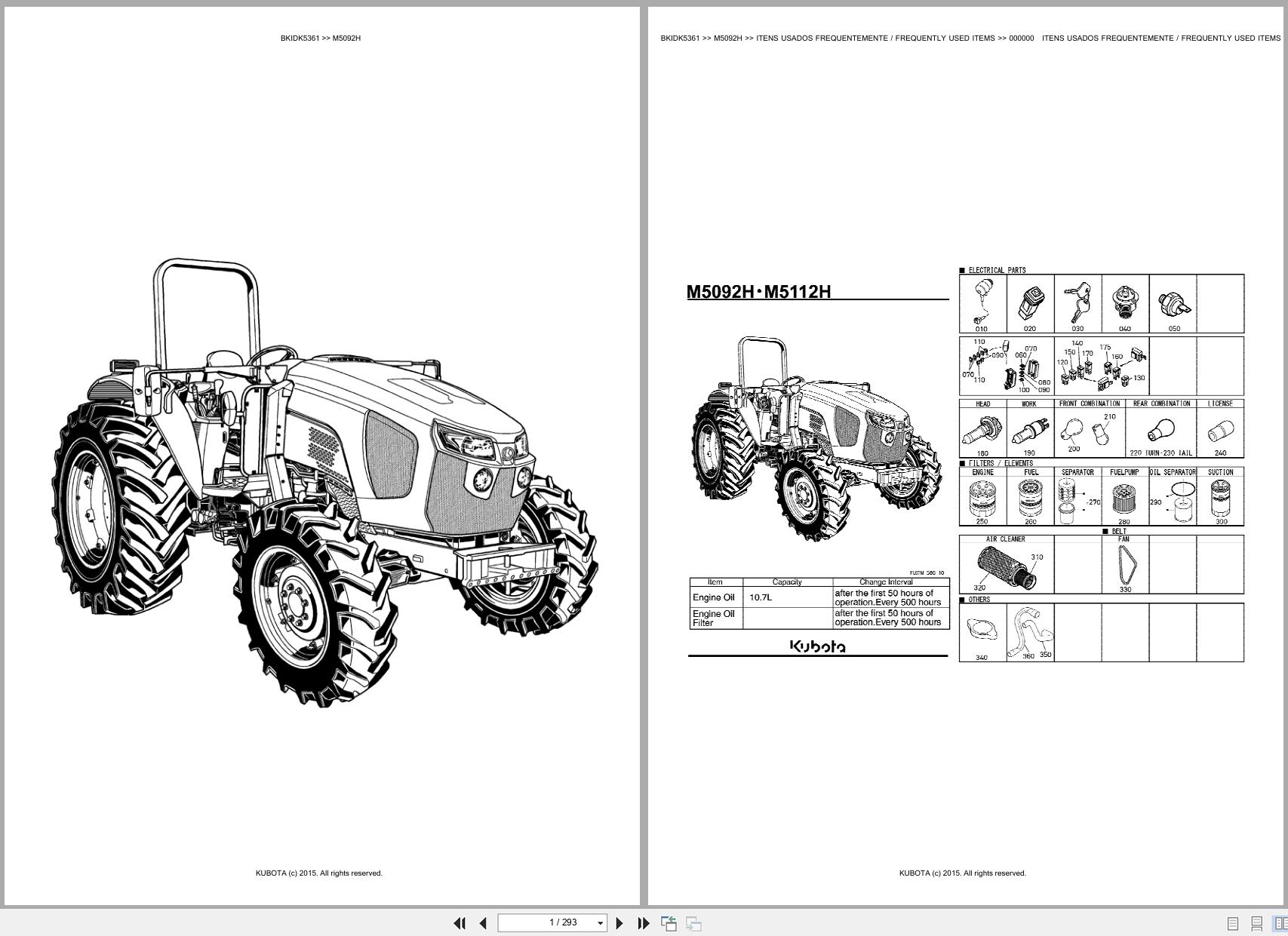 Kubota Tractor M5092H Spare Parts Catalog EN PT (1)
