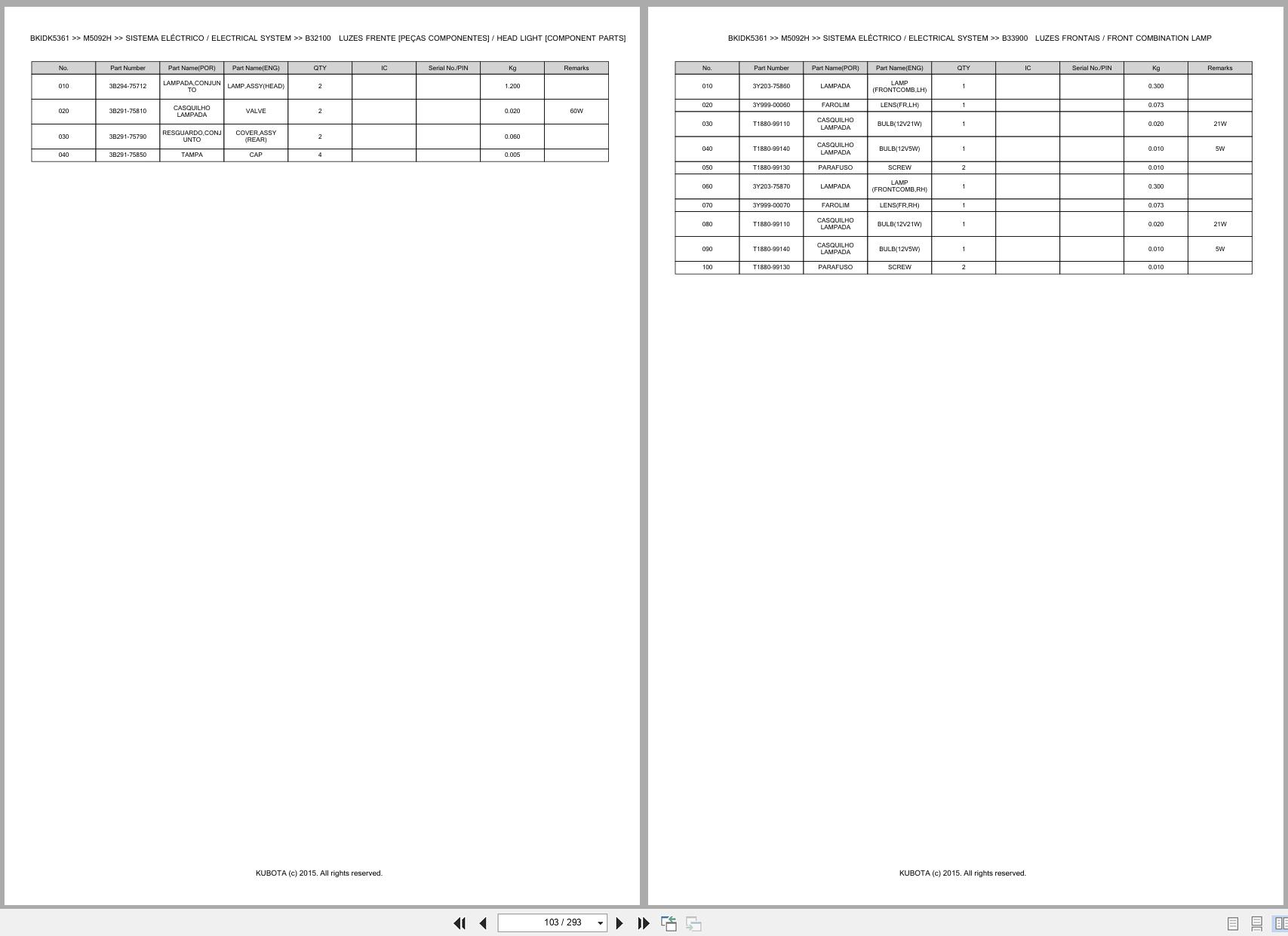 Kubota Tractor M5092H Spare Parts Catalog EN PT (2)