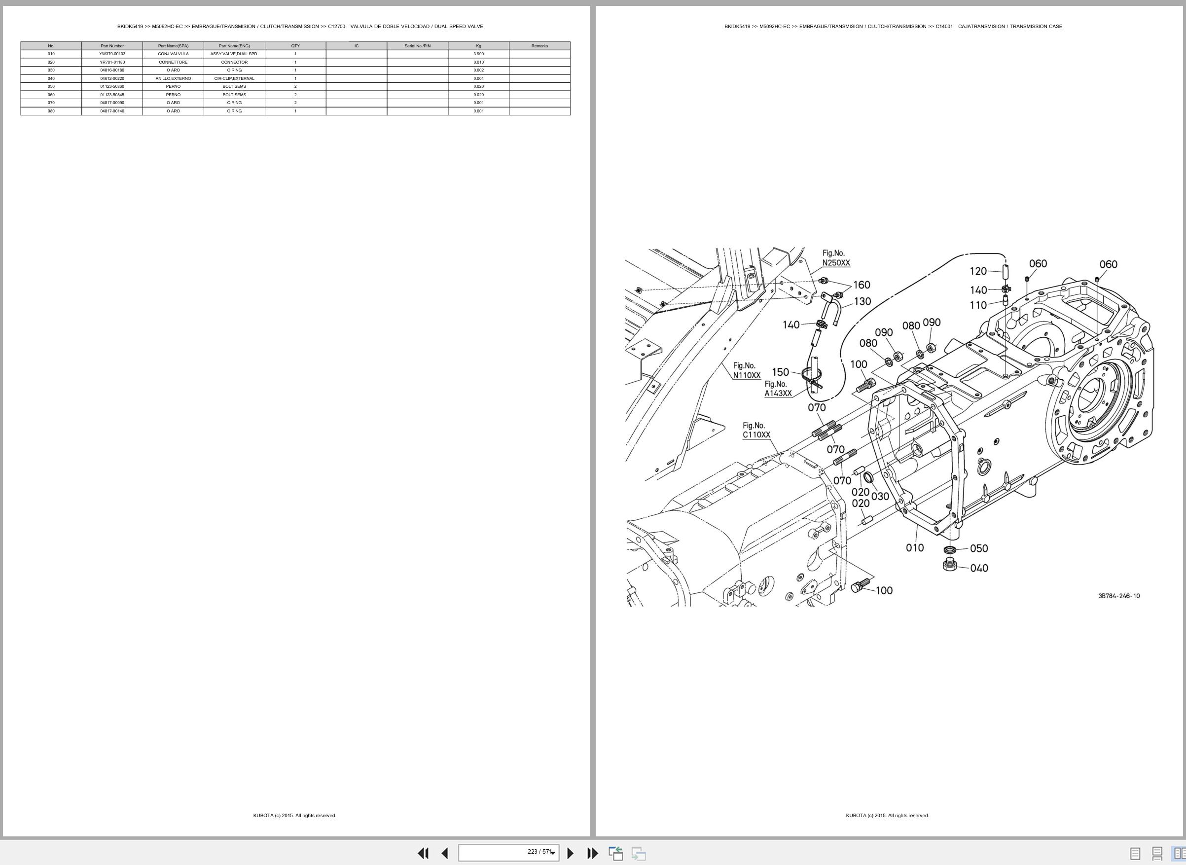 Kubota Tractor M5092HC EC Spare Parts Catalog EN ES (2)