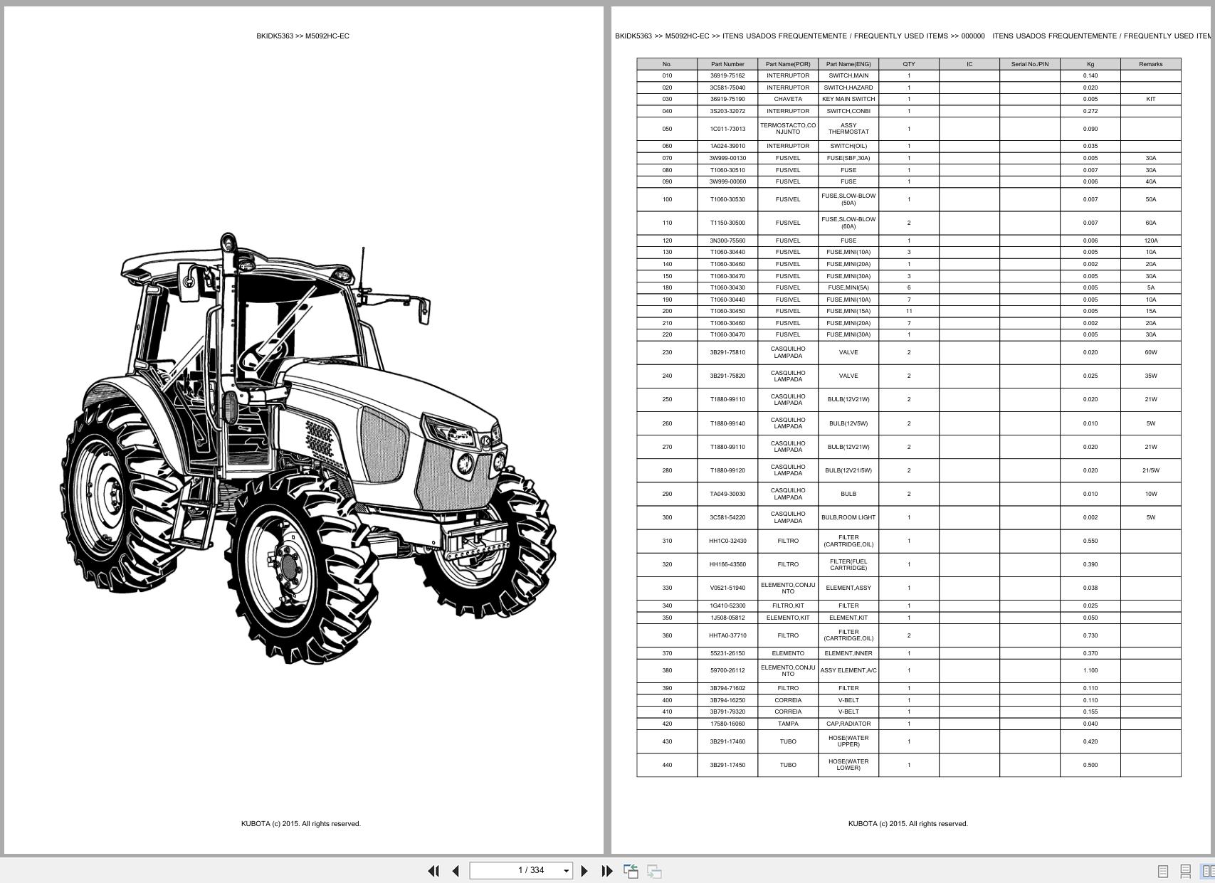 Kubota Tractor M5092HC EC Spare Parts Catalog EN PT (1)