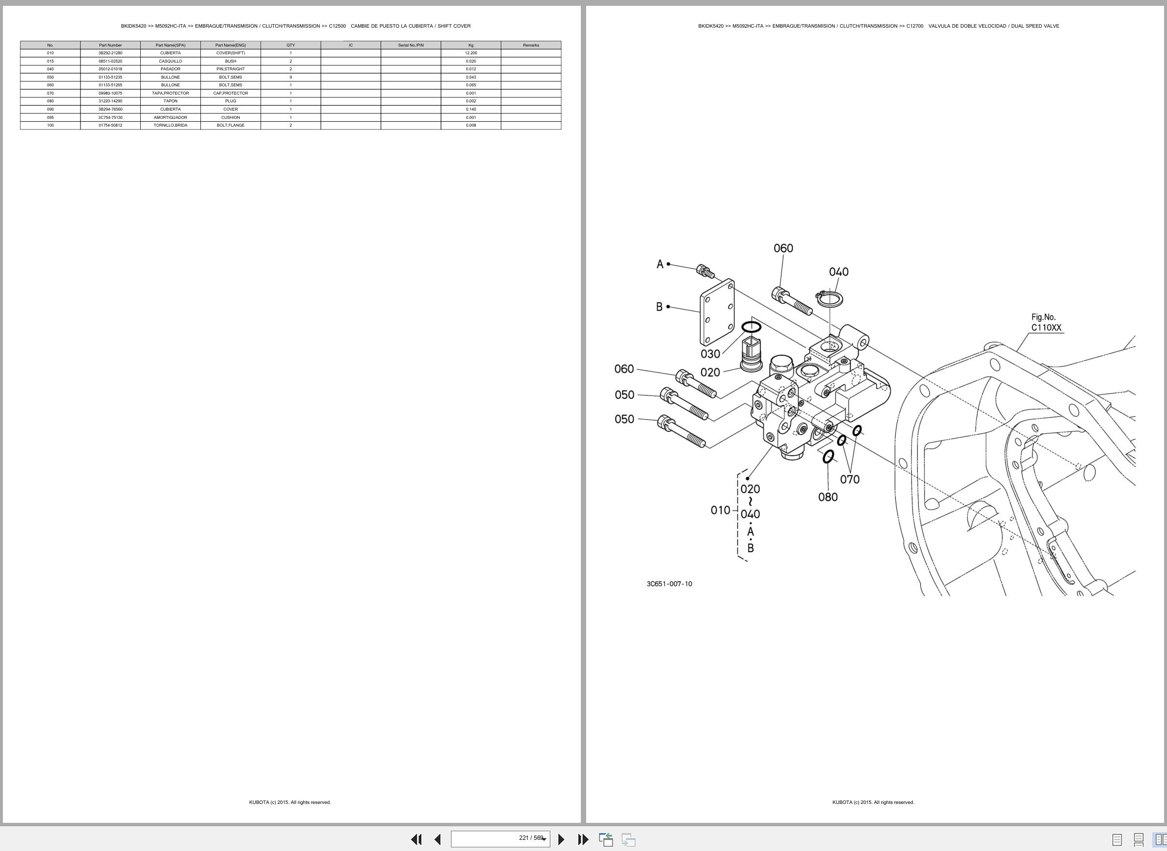 Kubota Tractor M5092HC ITA Spare Parts Catalog EN ES (2)