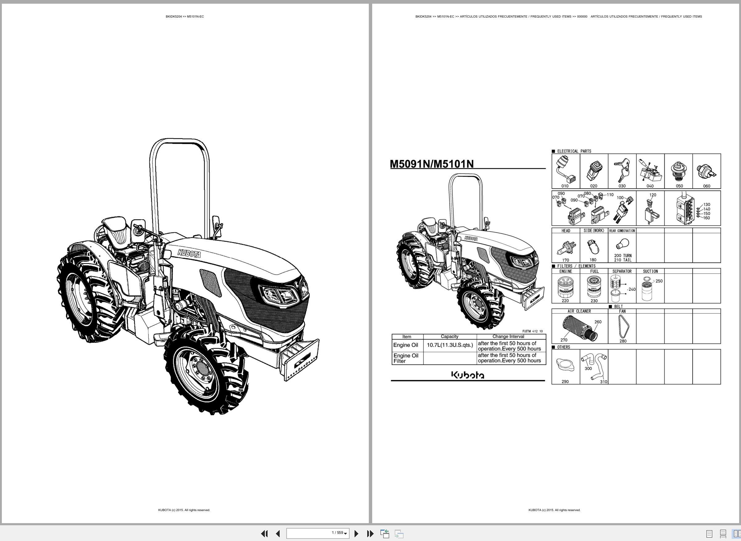 Kubota Tractor M5101N EC Spare Parts Catalog EN ES (1)