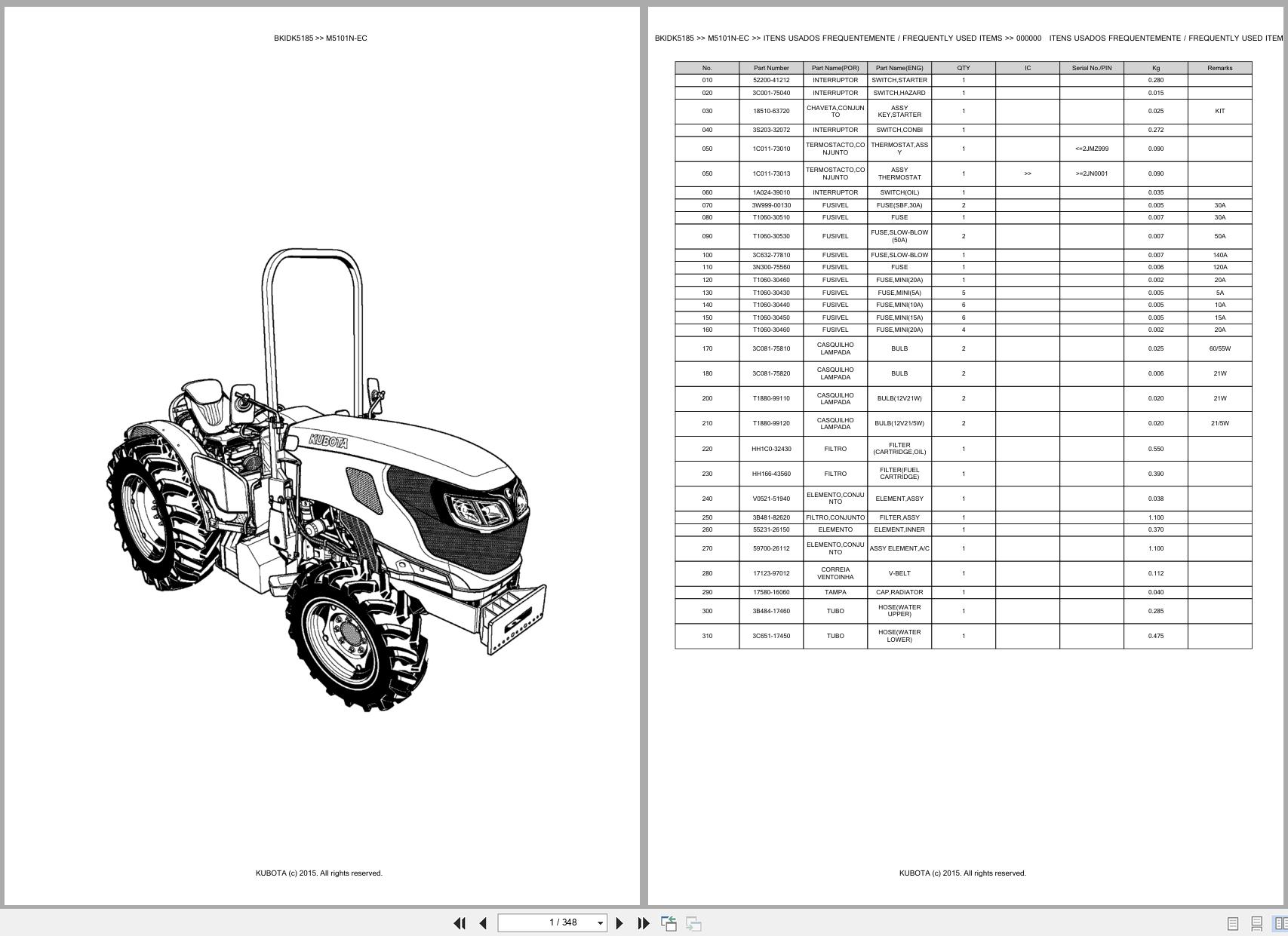 Kubota Tractor M5101N EC Spare Parts Catalog EN PT (1)