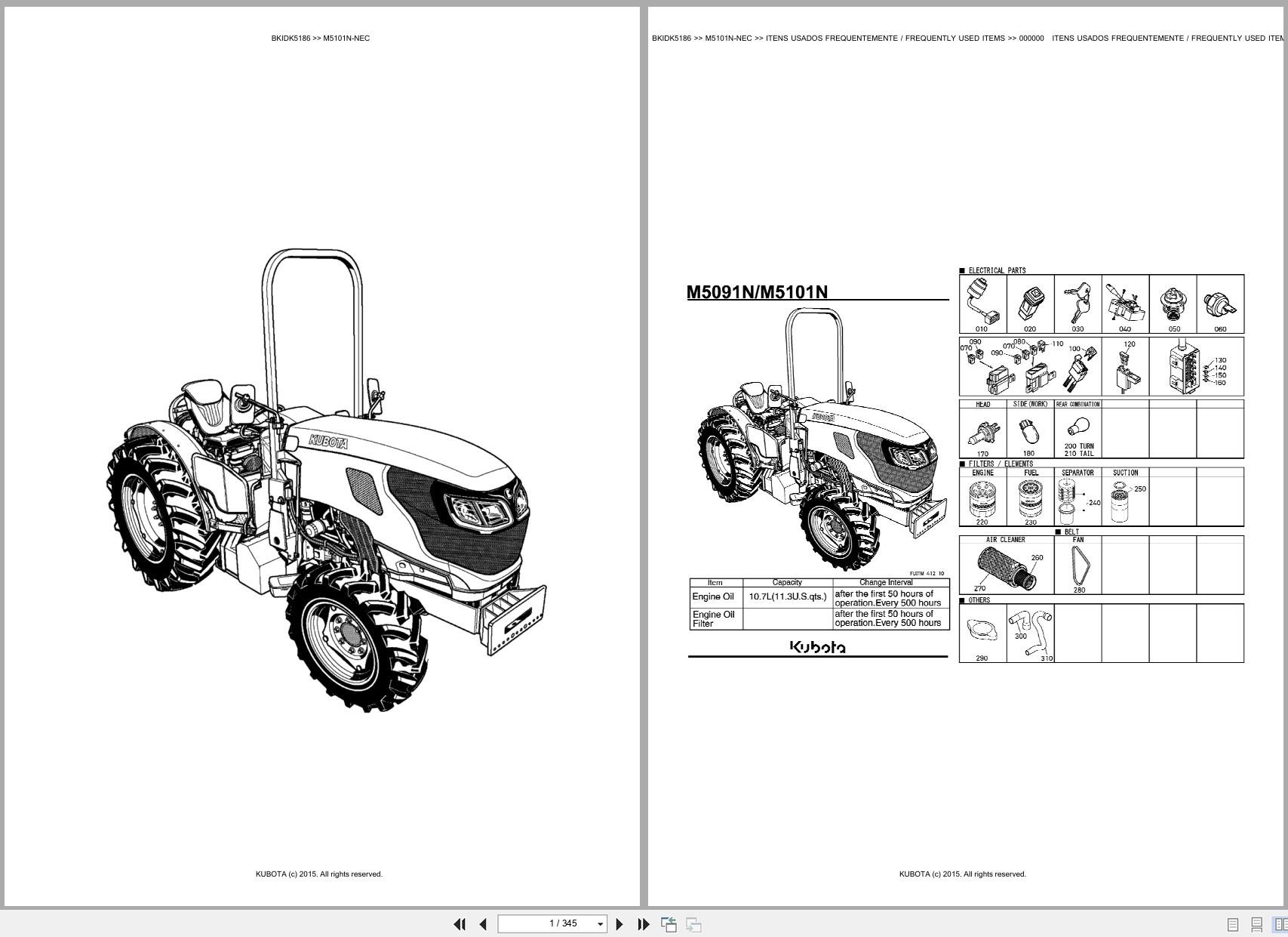 Kubota Tractor M5101N NEC Spare Parts Catalog EN PT (1)