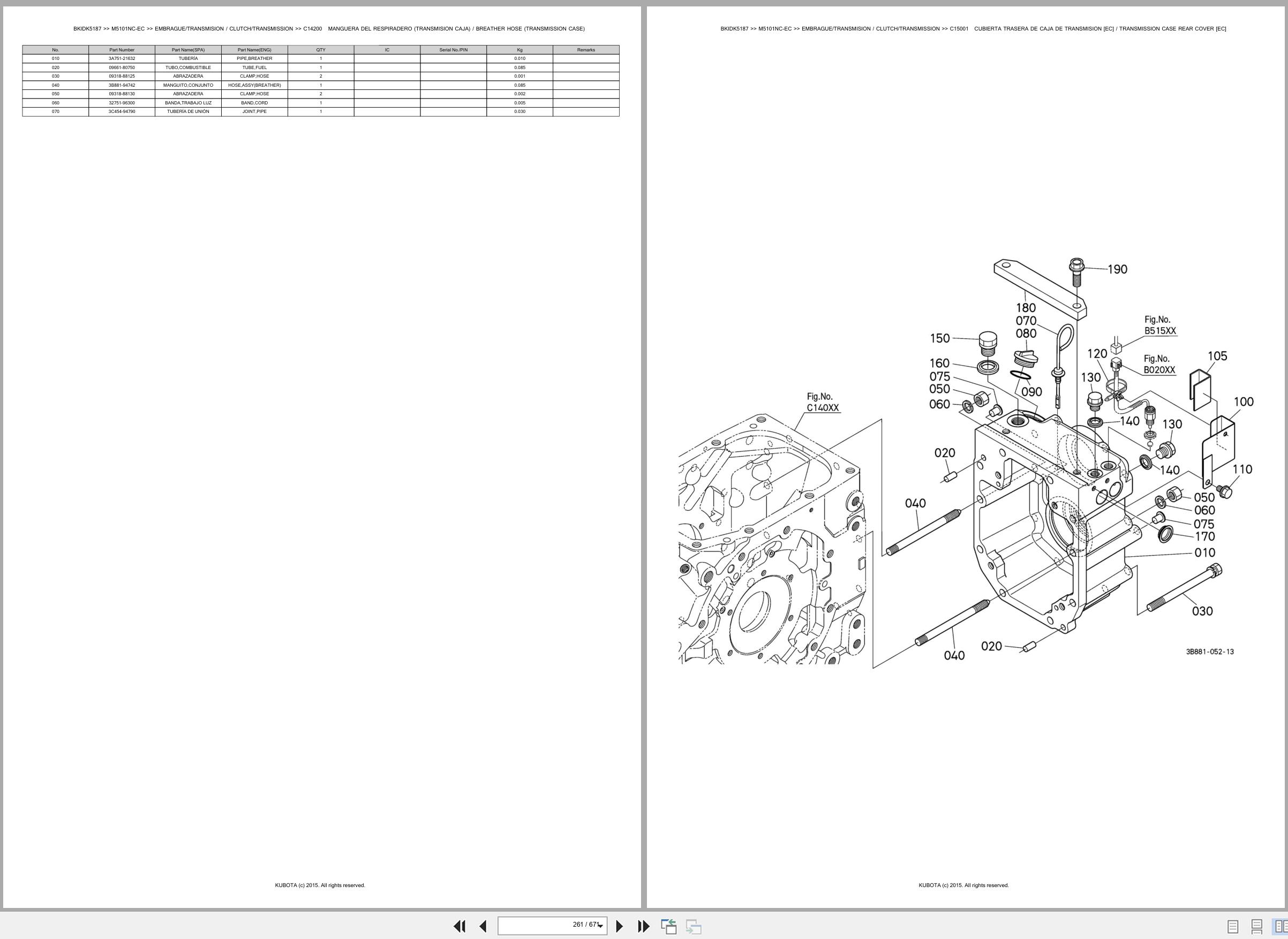 Kubota Tractor M5101NC EC Spare Parts Catalog EN ES (2)