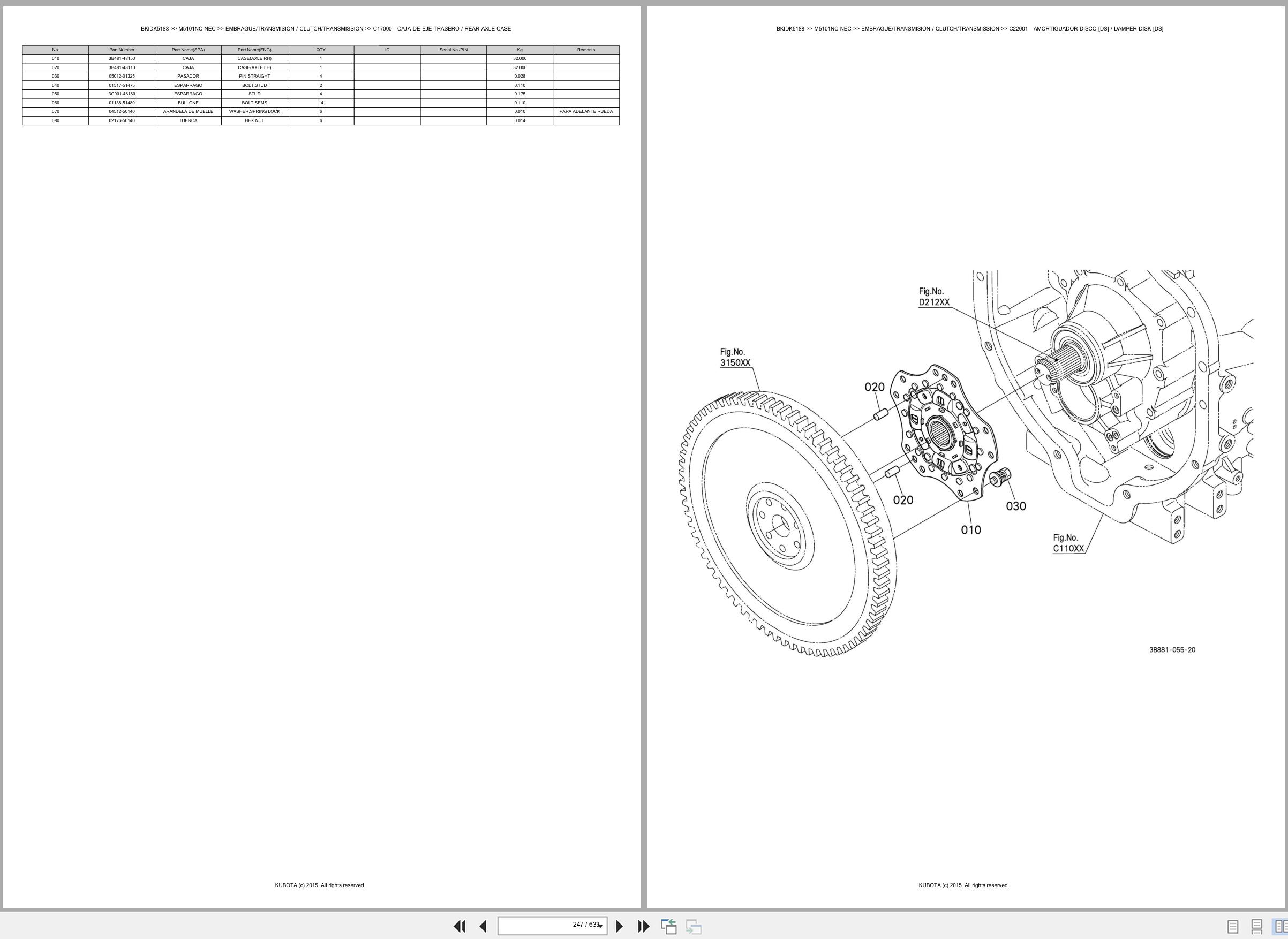 Kubota Tractor M5101NC NEC Spare Parts Catalog EN ES (2)