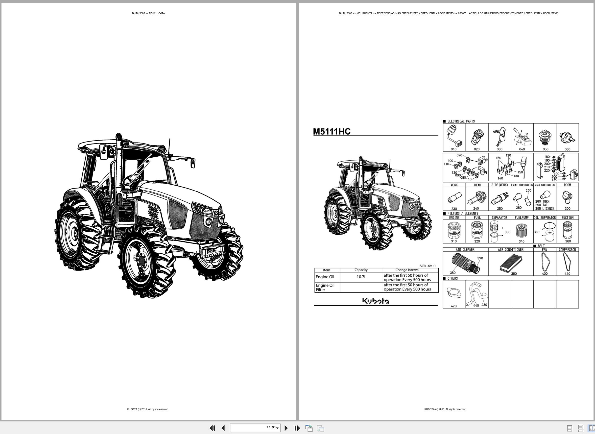 Kubota Tractor M5111HC ITA Spare Parts Catalog EN ES (1)