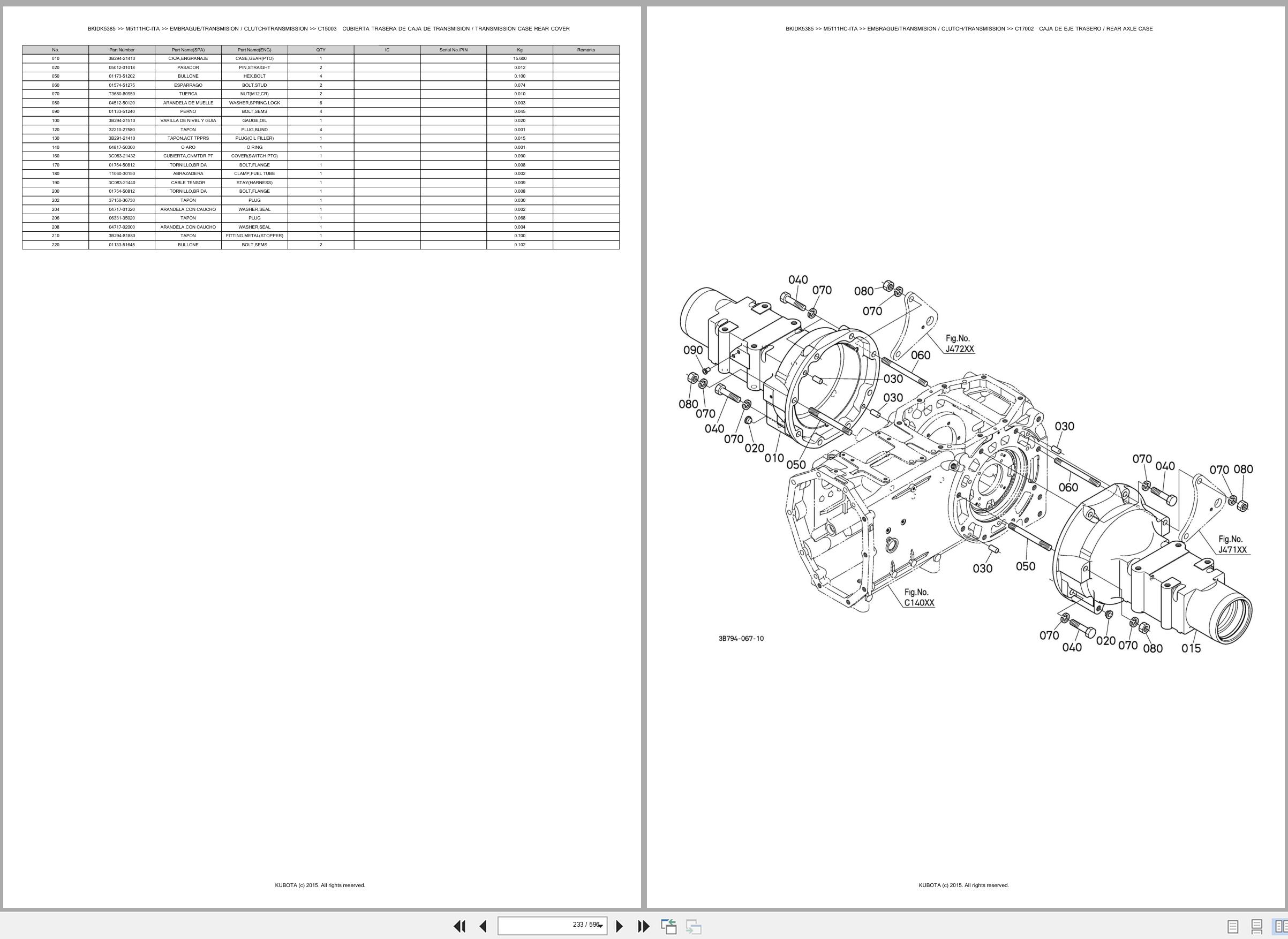 Kubota Tractor M5111HC ITA Spare Parts Catalog EN ES (2)