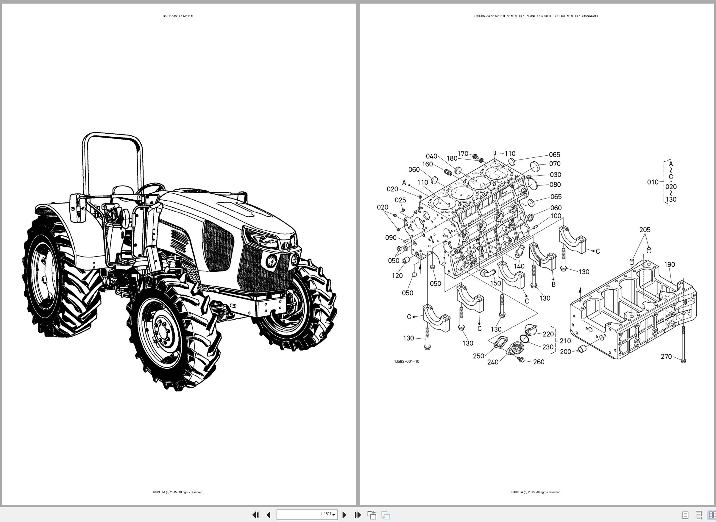 Kubota Tractor M5111L Spare Parts Catalog EN ES (1)