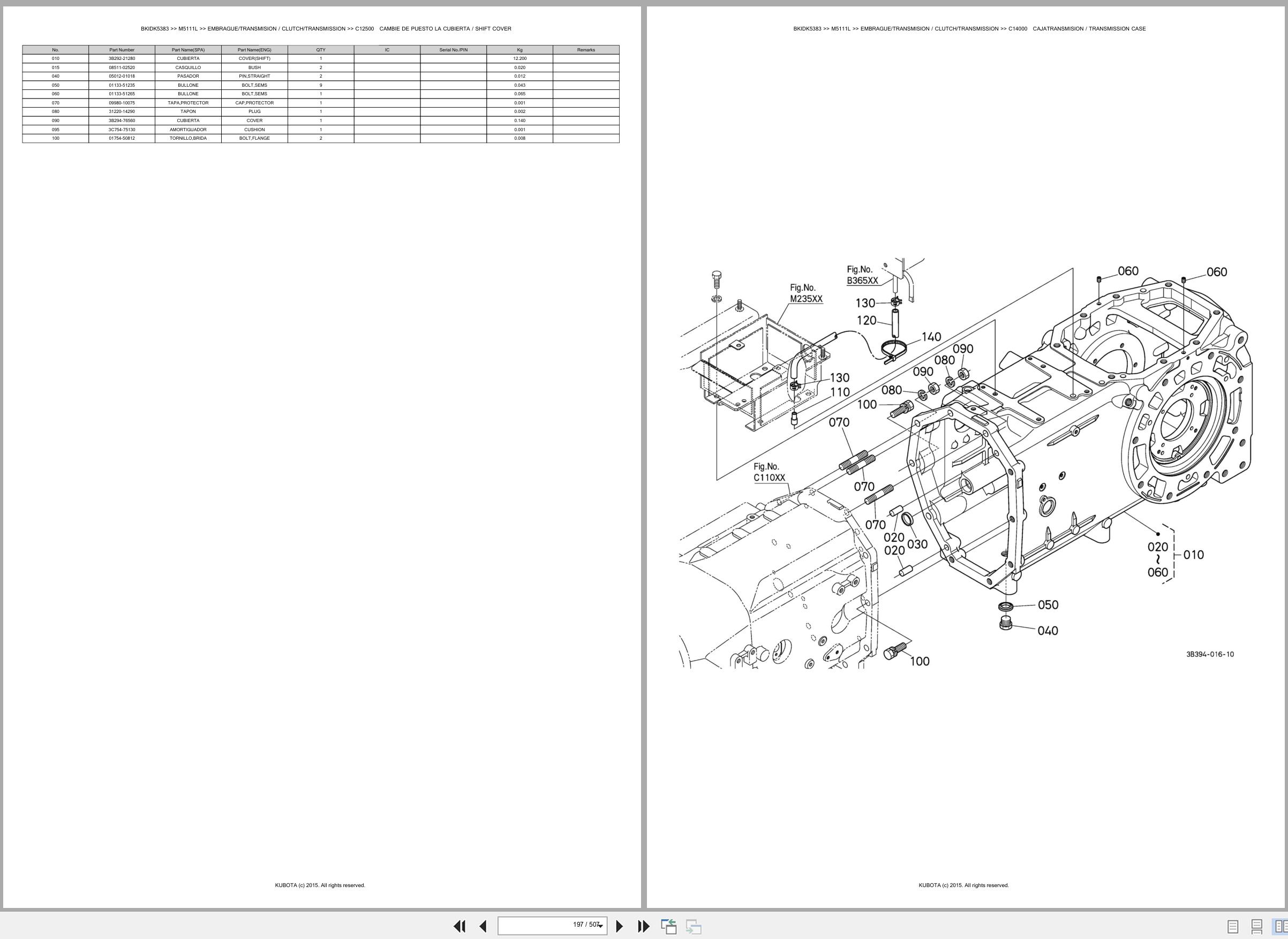 Kubota Tractor M5111L Spare Parts Catalog EN ES (2)