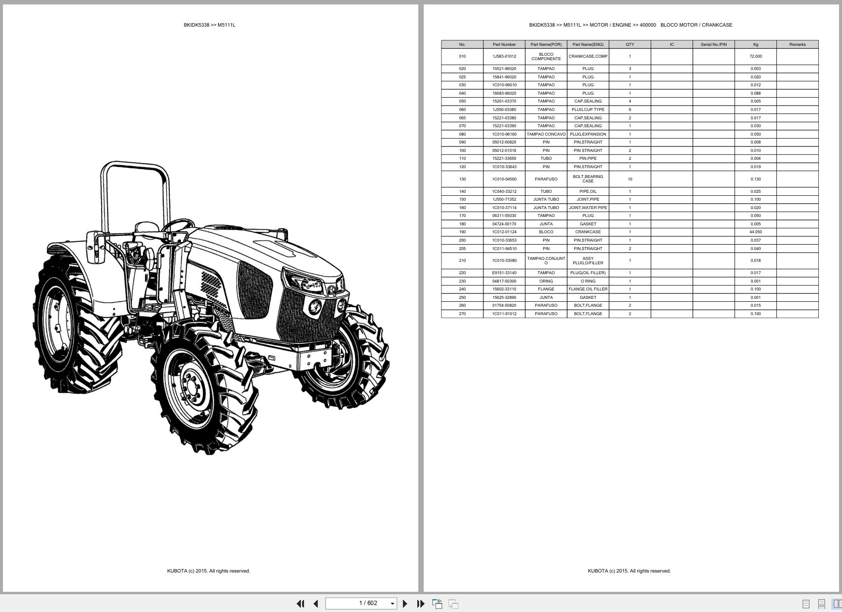 Kubota Tractor M5111L Spare Parts Catalog EN PT (1)
