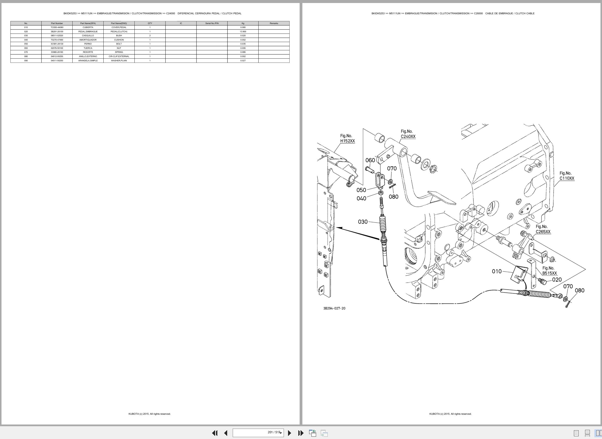 Kubota Tractor M5111UN Spare Parts Catalog EN ES (2)