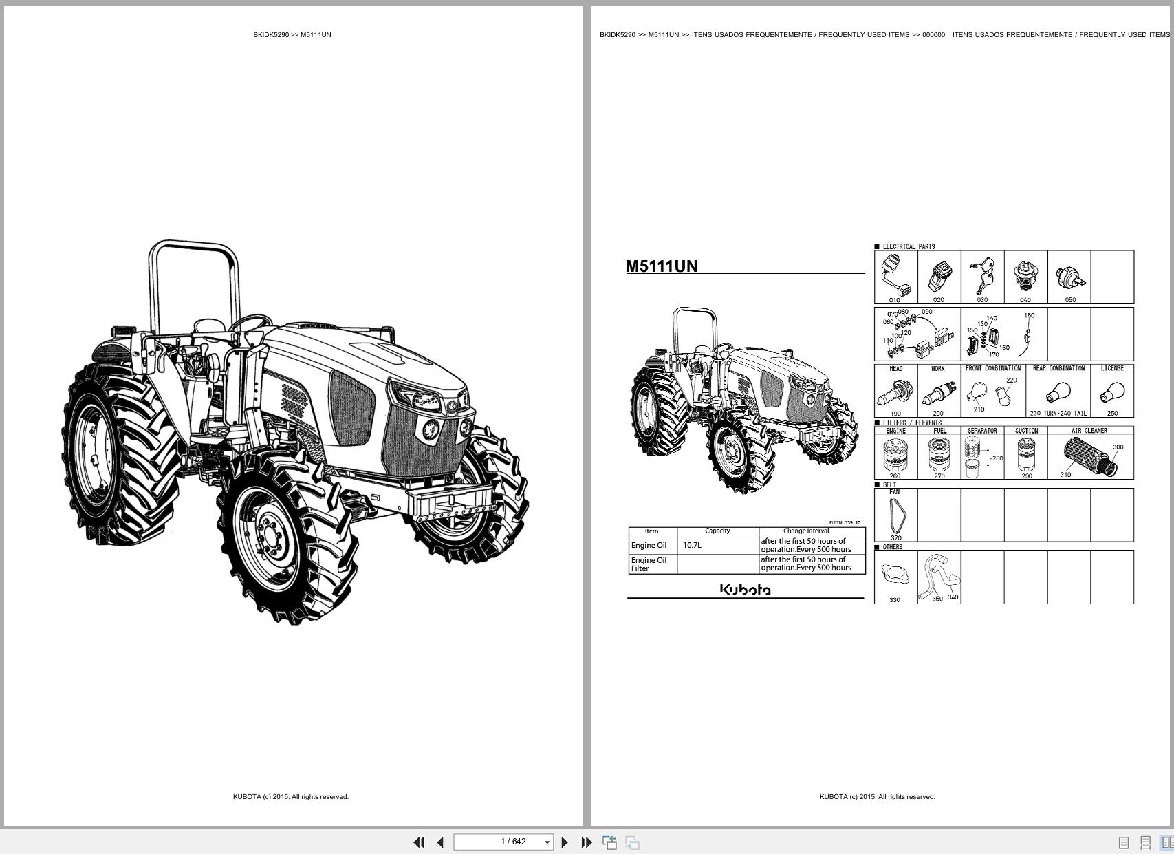 Kubota Tractor M5111UN Spare Parts Catalog EN PT (1)