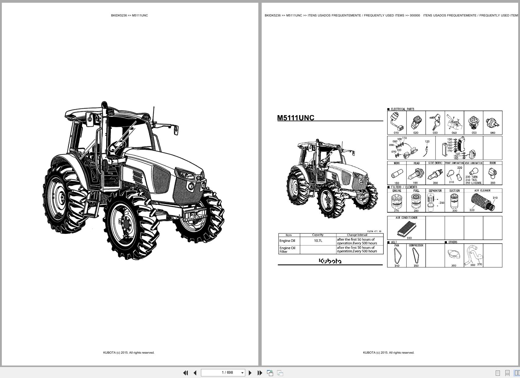 Kubota Tractor M5111UNC Spare Parts Catalog EN PT (1)