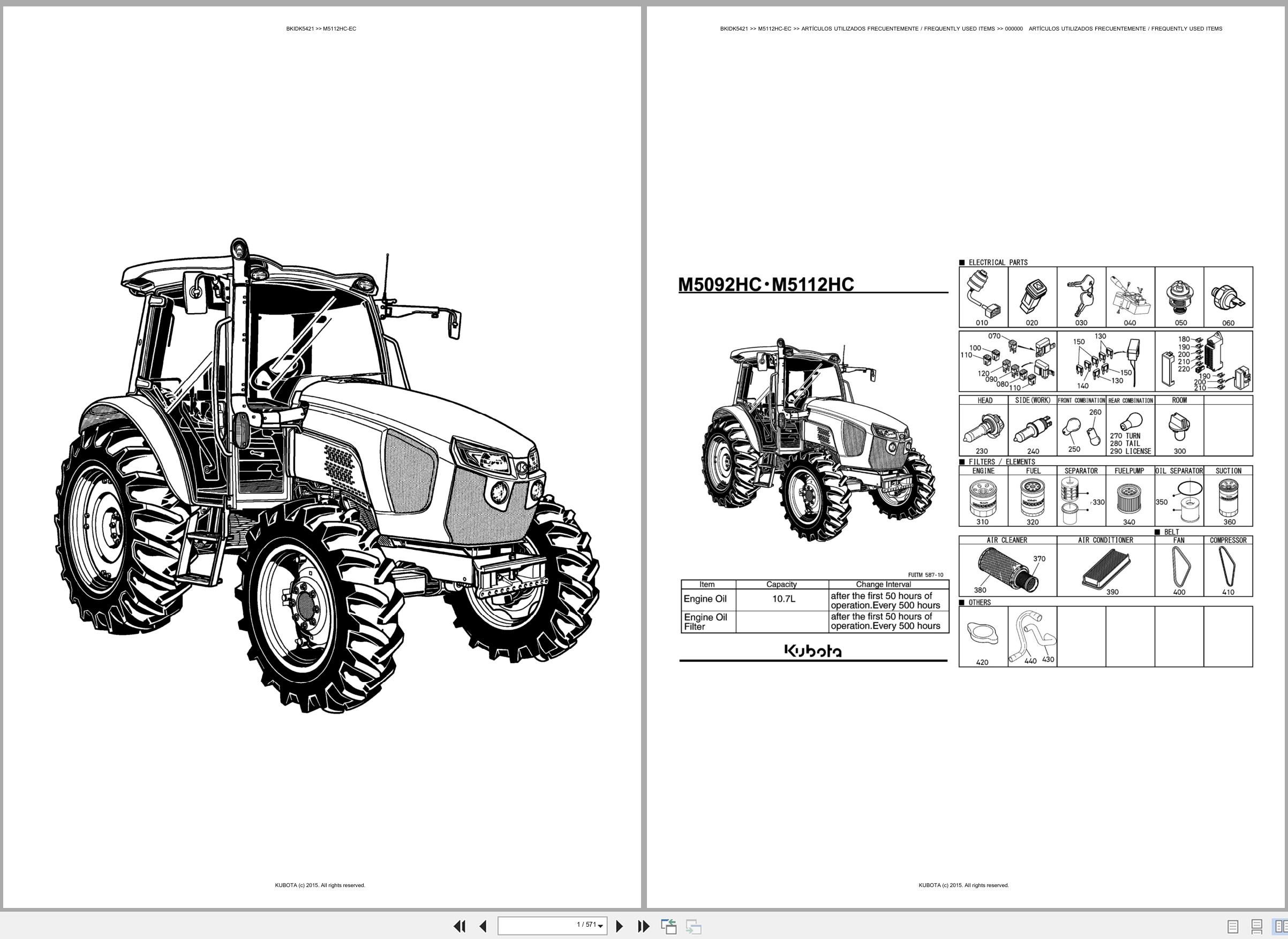 Kubota Tractor M5112HC EC Spare Parts Catalog EN ES (1)