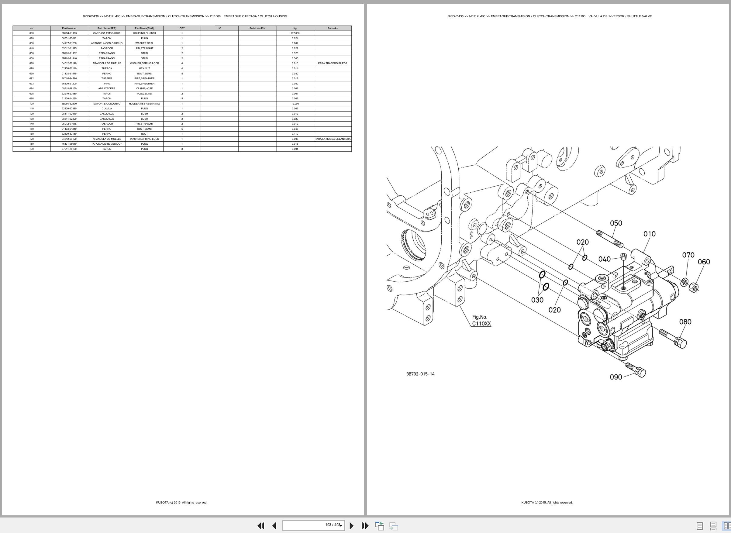 Kubota Tractor M5112L EC Spare Parts Catalog EN ES (2)