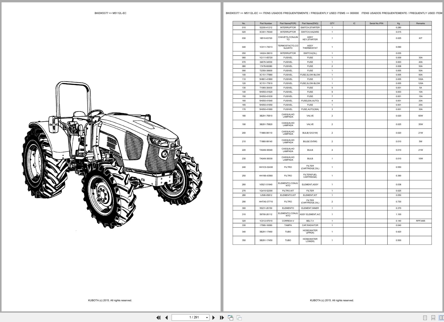 Kubota Tractor M5112L EC Spare Parts Catalog EN PT (1)