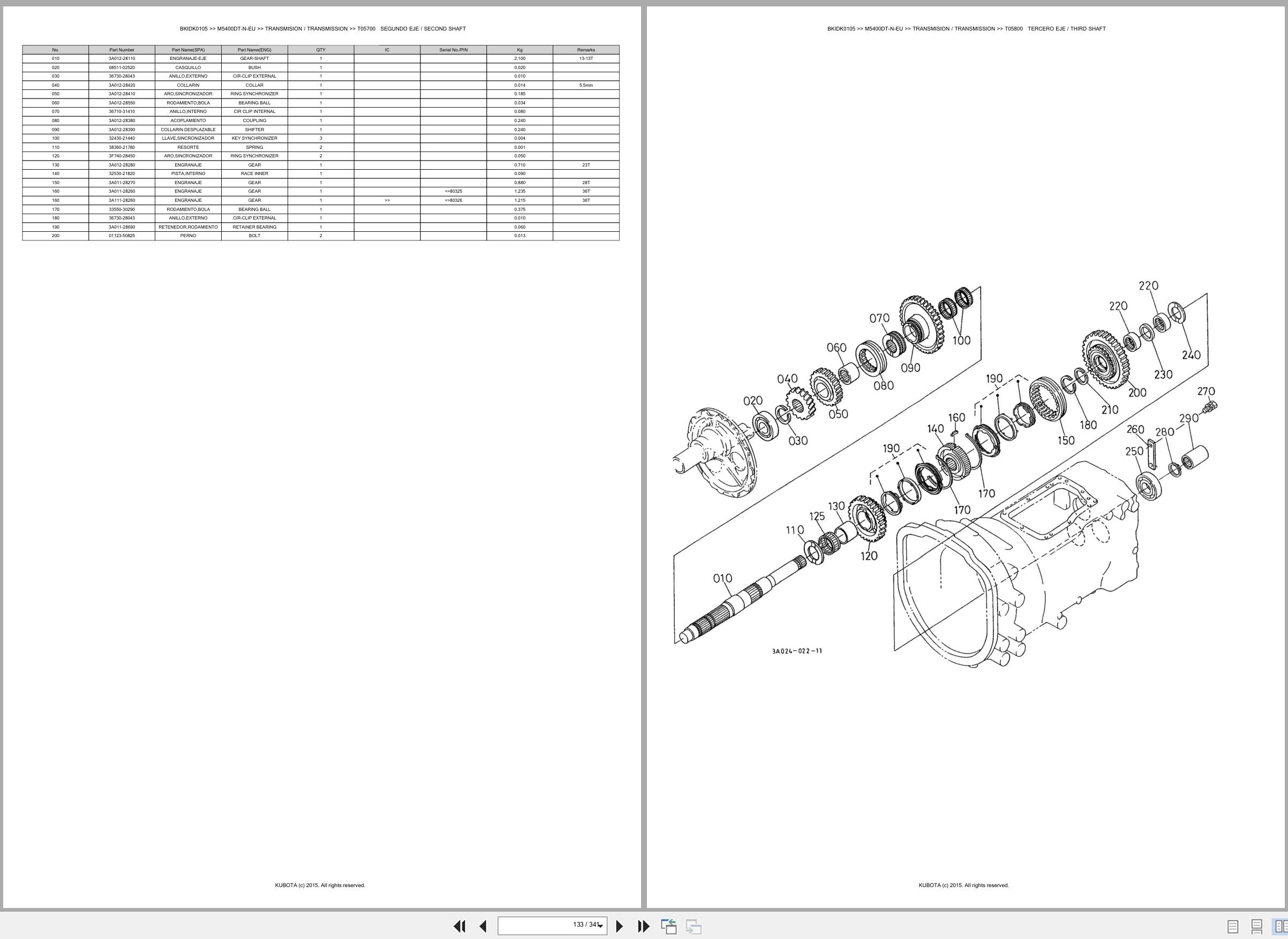 Kubota Tractor M5400DT N EU Spare Parts Catalog EN ES (2)