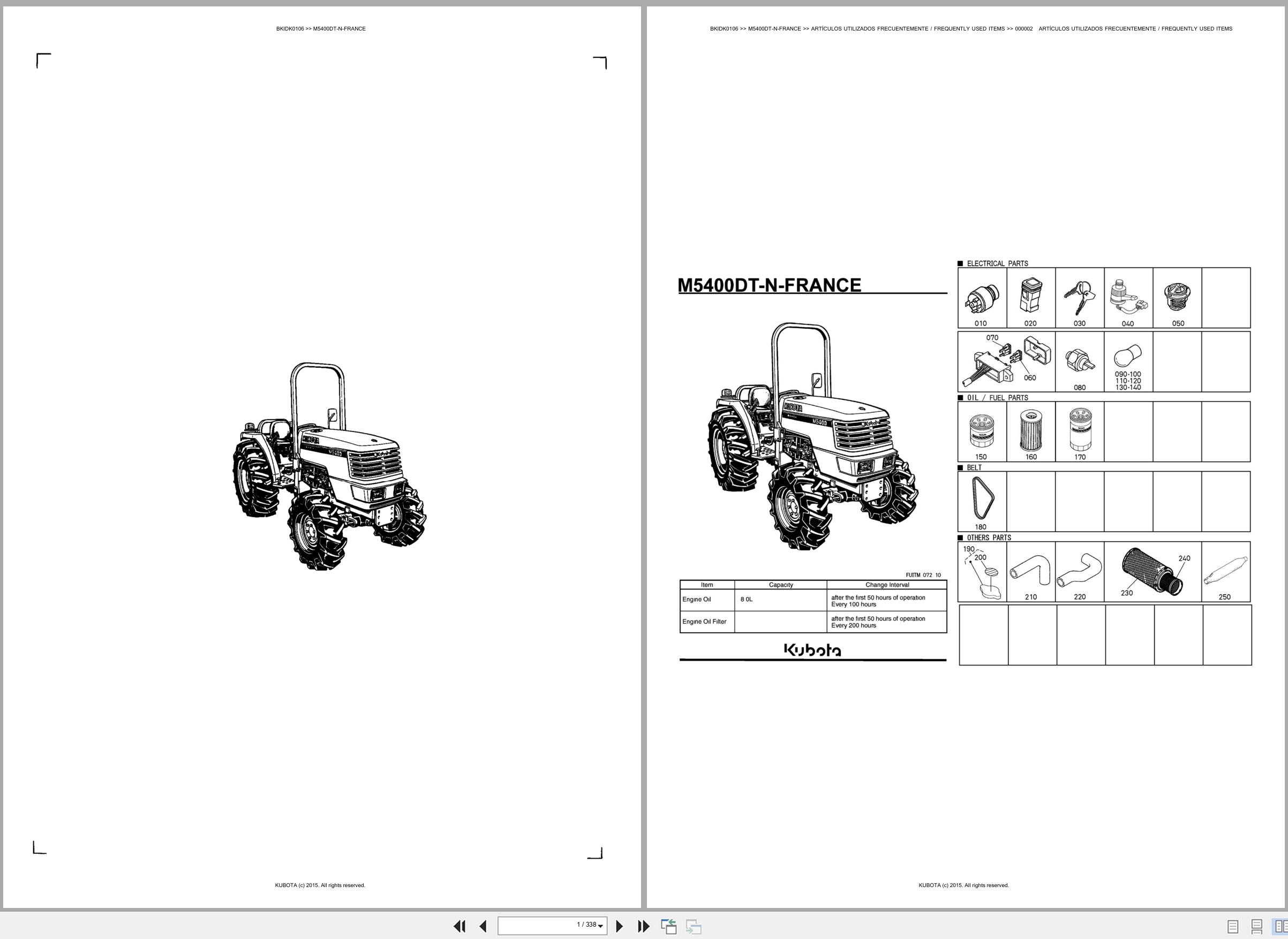 Kubota Tractor M5400DT N FRANCE Spare Parts Catalog EN ES (1)