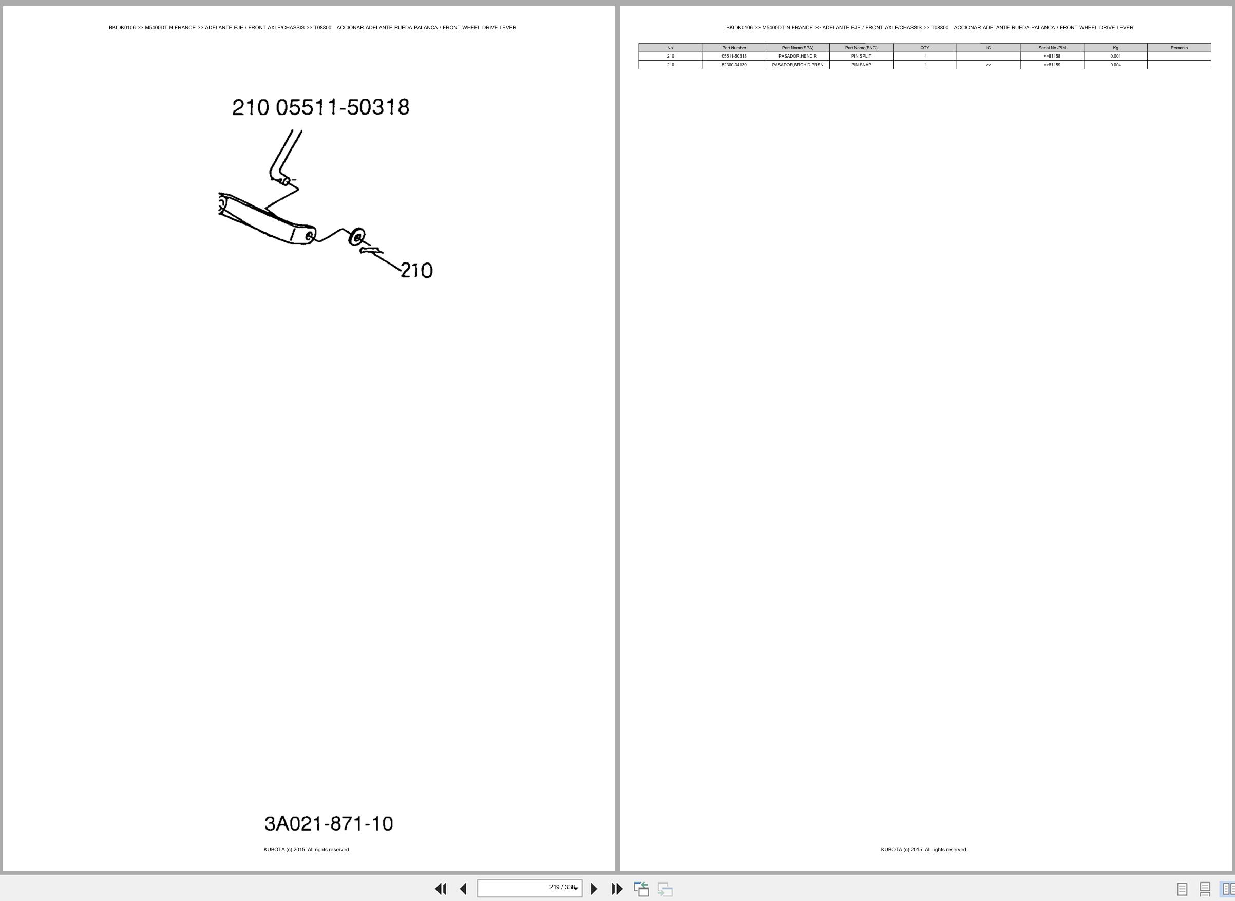 Kubota Tractor M5400DT N FRANCE Spare Parts Catalog EN ES (3)