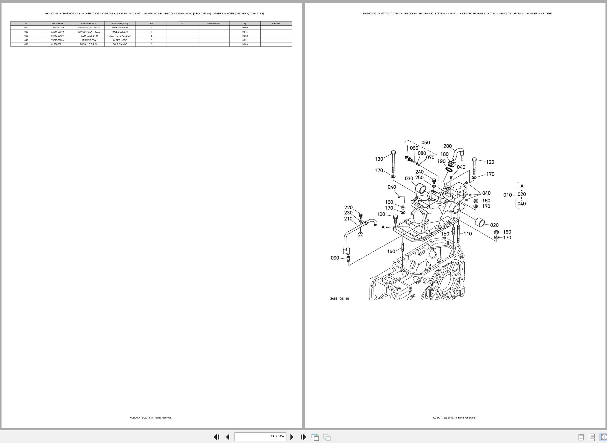 Kubota Tractor M5700DT CAB Spare Parts Catalog EN ES (3)