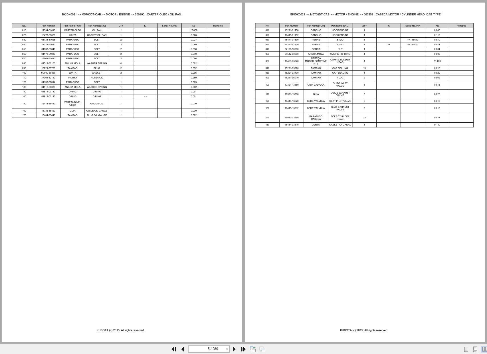 Kubota Tractor M5700DT CAB Spare Parts Catalog EN PT (3)