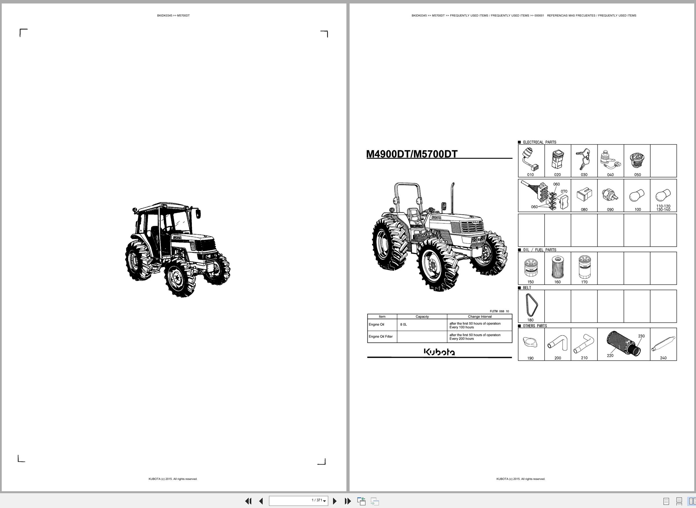 Kubota Tractor M5700DT Spare Parts Catalog EN ES (1)