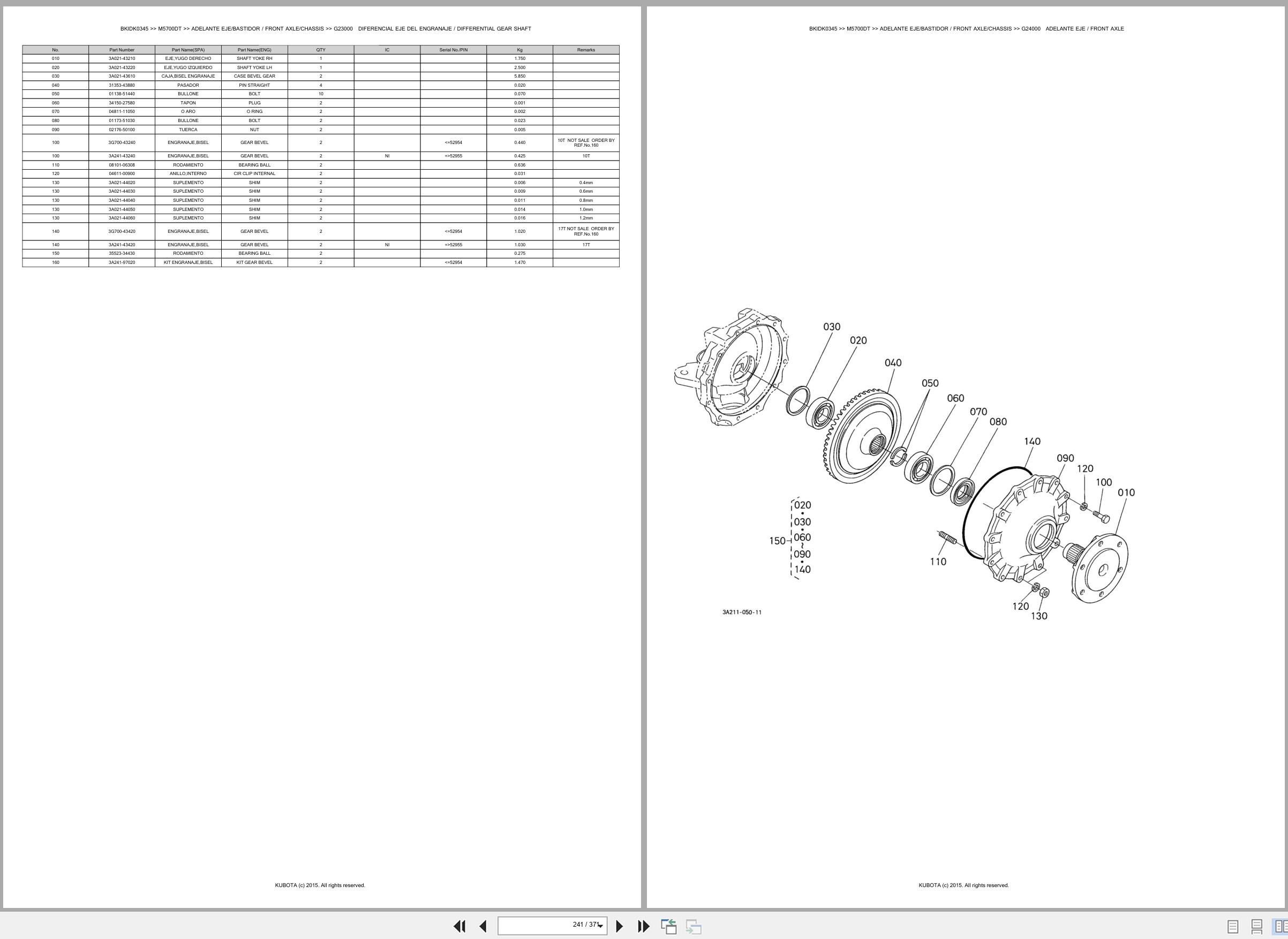 Kubota Tractor M5700DT Spare Parts Catalog EN ES (3)
