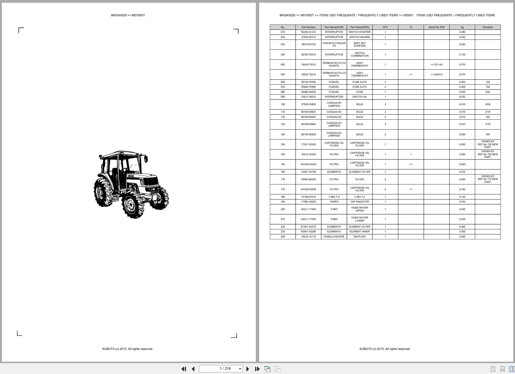 Kubota Tractor M5700DT Spare Parts Catalog EN PT (1)