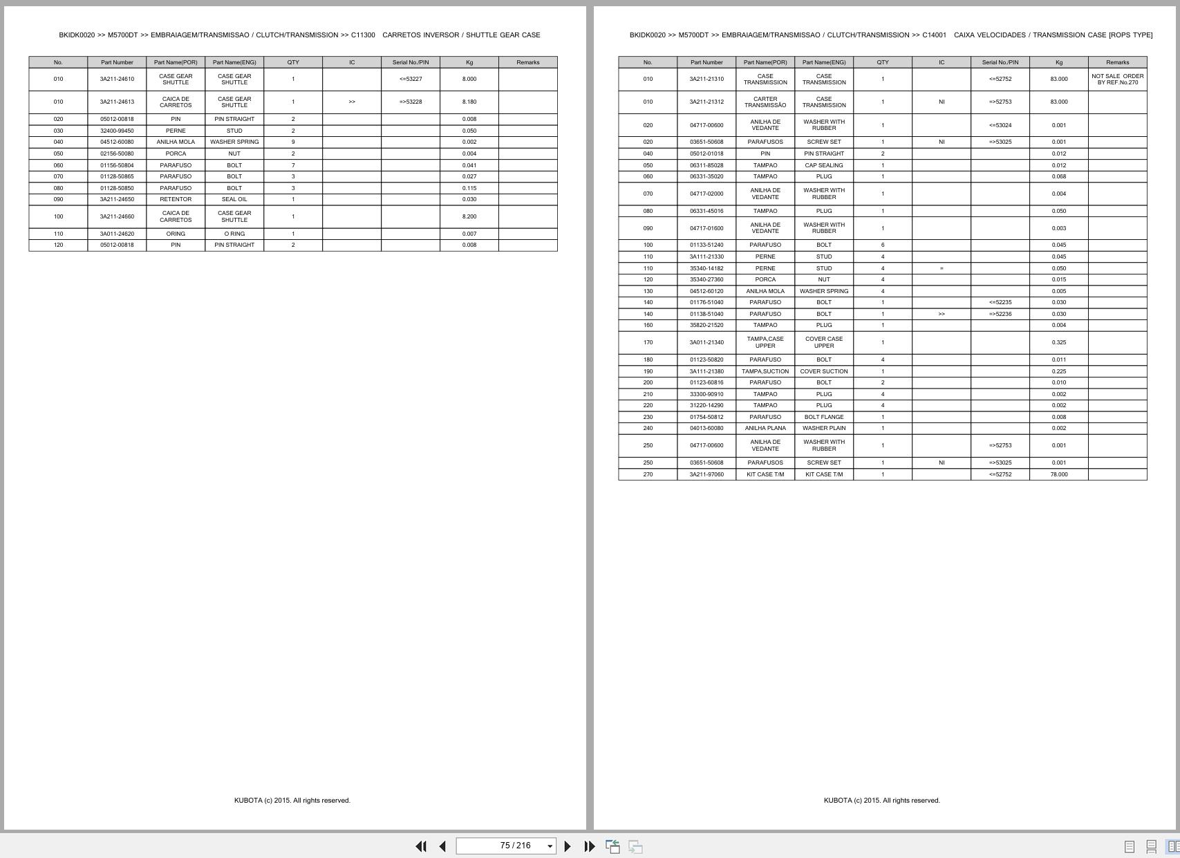 Kubota Tractor M5700DT Spare Parts Catalog EN PT (2)