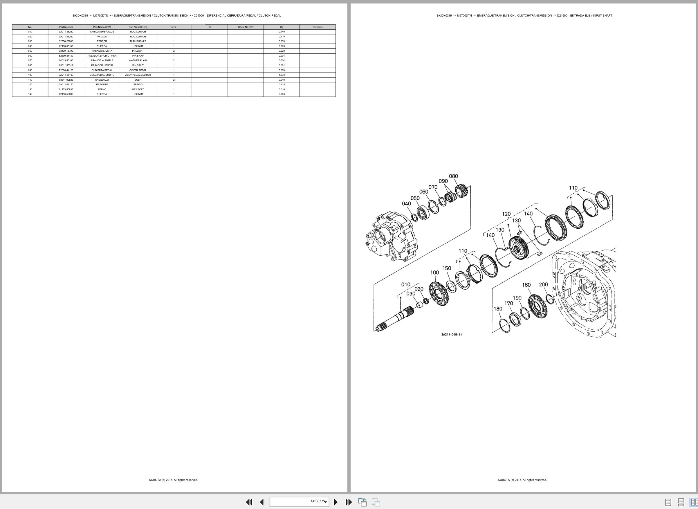 Kubota Tractor M5700DTN Spare Parts Catalog EN ES (2)