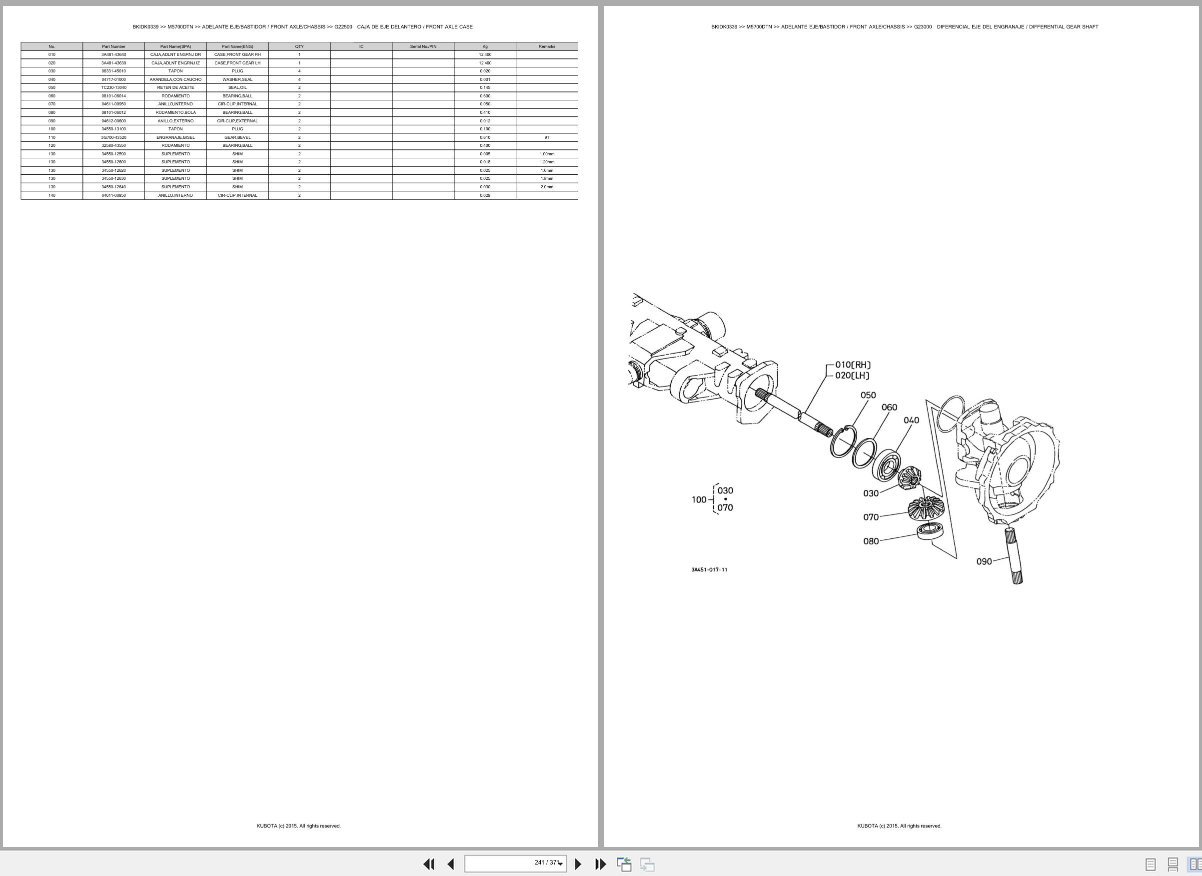 Kubota Tractor M5700DTN Spare Parts Catalog EN ES (3)